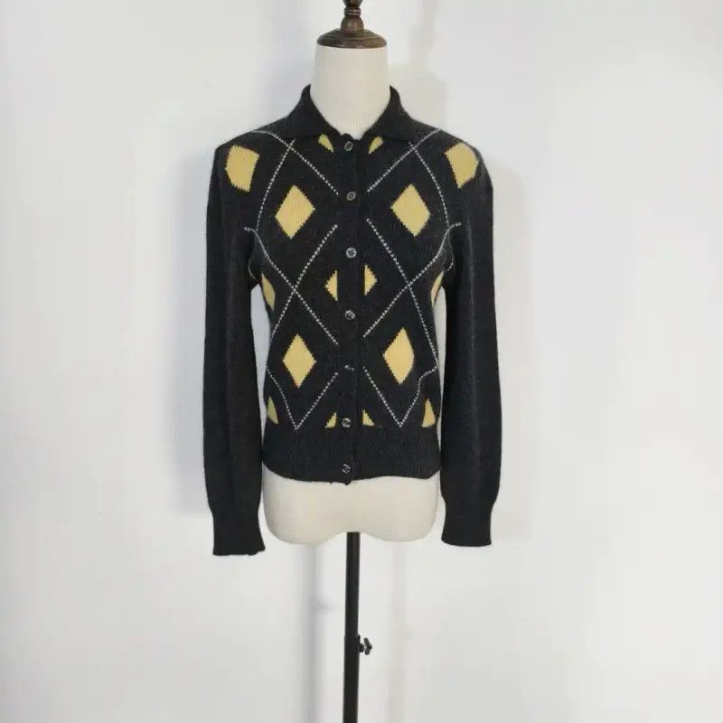 Burberry Burberry Gray Wool Check Long Sleeve Cardigan Size M / US 6-8 / IT 42-44 - 1 Thumbnail