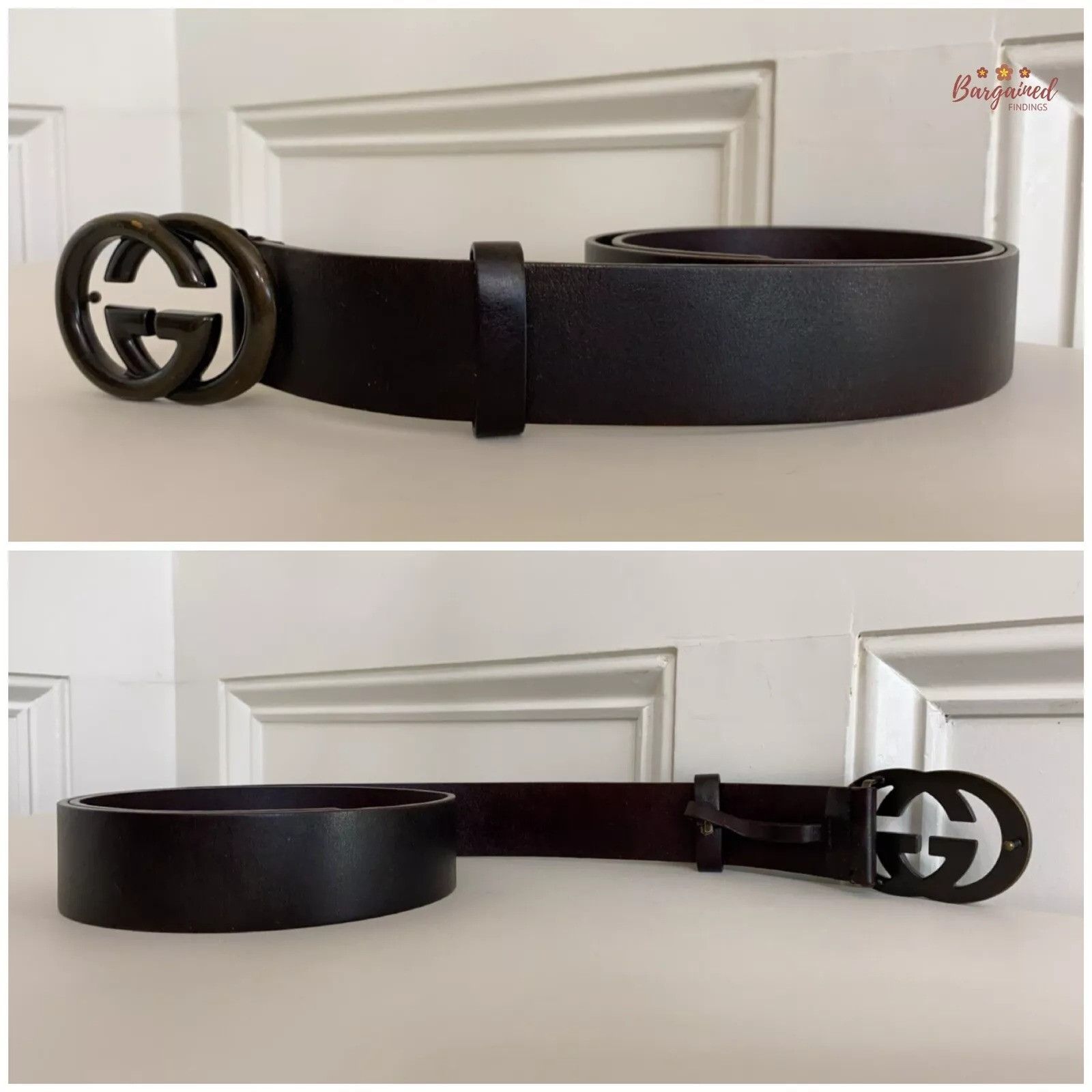 Gucci Gucci Dark Brown Calfskin Interlocking G Buckle Belt Size 32 - 6 Thumbnail