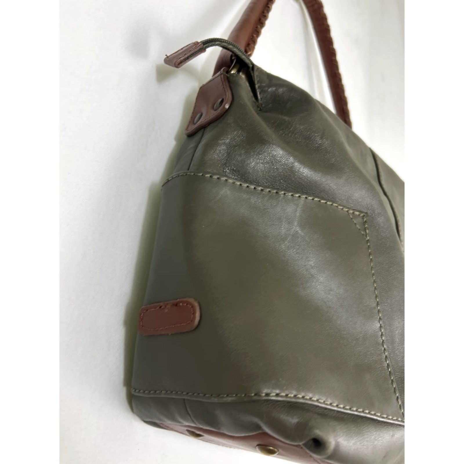 Vintage Sundance Gray Genuine Double Pockets Leather Simplicity Tote Handbag Purse 14x11 Size ONE SIZE - 2 Thumbnail