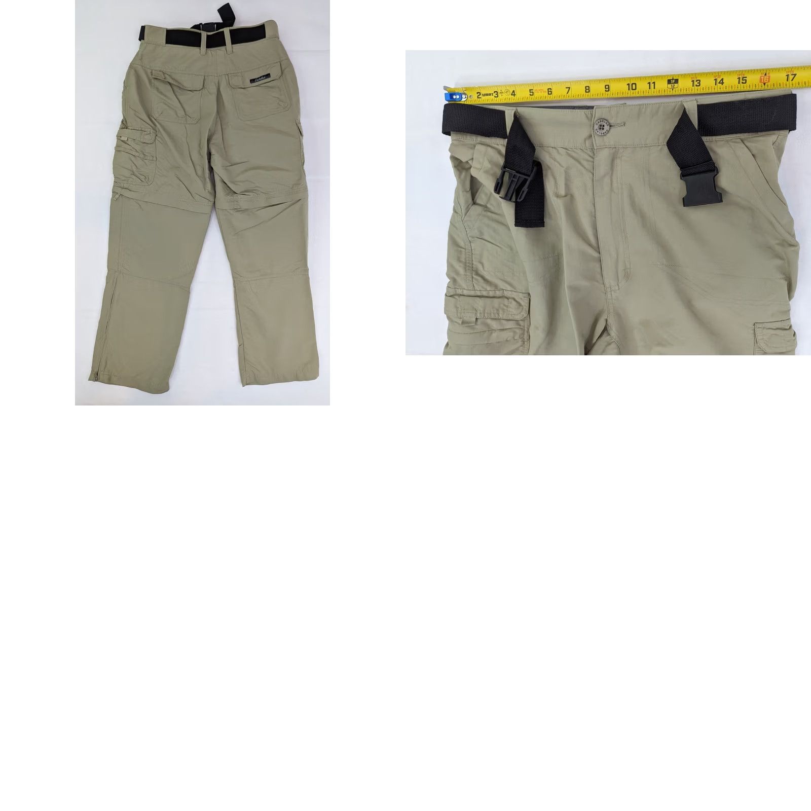 Vintage Cabelas Cargo Pants, 34x28, Khaki Nylon, Convertible, Belt, Regular, Men, 36 TAG/28 True, Outdoor, Vintage: No Size US 34 / EU 50 - 9 Thumbnail