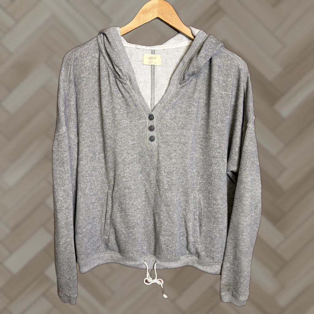 Vintage Aerie Gray Womens Hoodie Medium Cropped Drawstring Pullover 100% Cotton Activewear Size M / US 6-8 / IT 42-44 - 1 Thumbnail