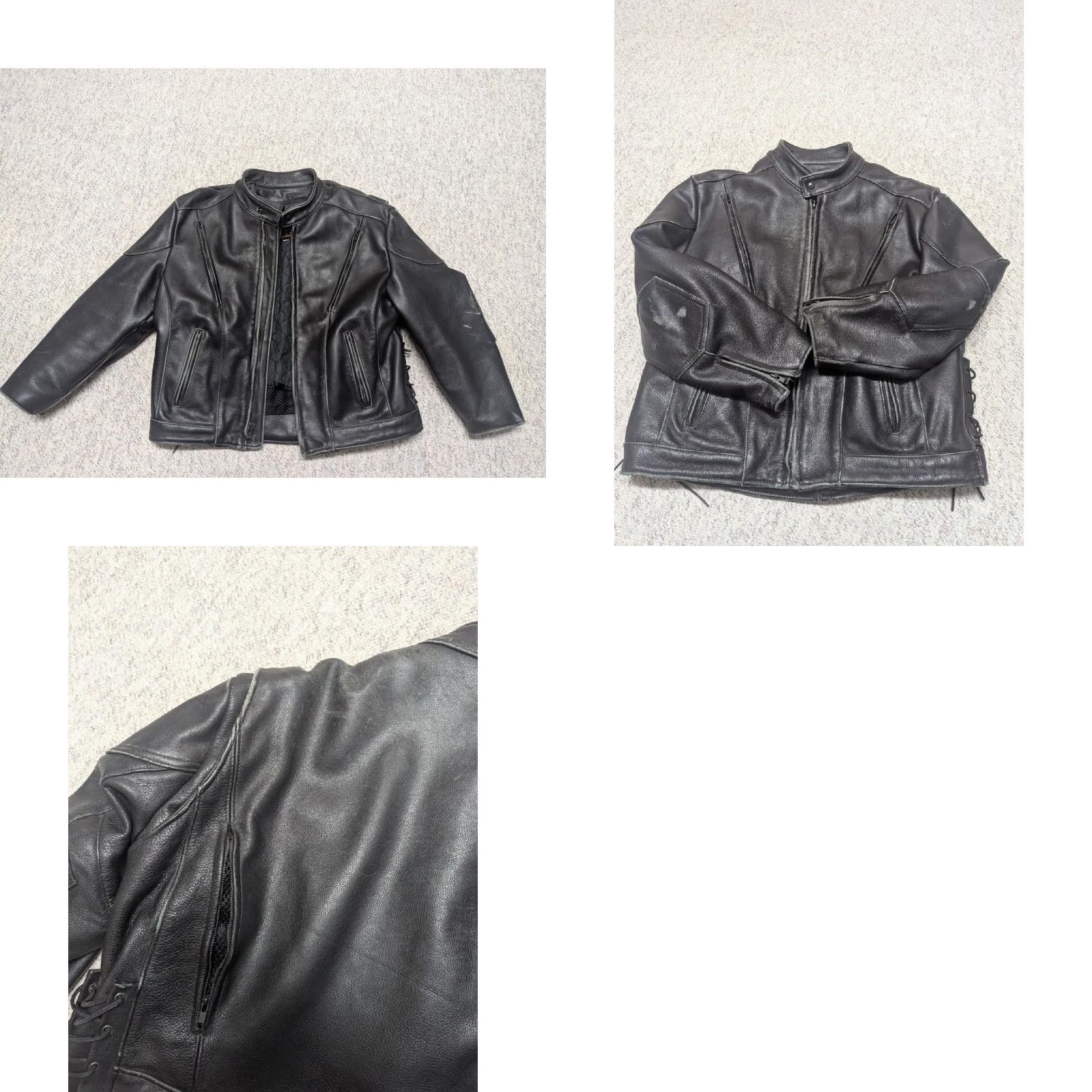 Vintage VINTAGE Victor's USA Leather Motorcycle Jacket XL 48 Black Men 1990s Caf Racer Venting 80s 90s Size US XL / EU 56 / 4 - 8 Thumbnail