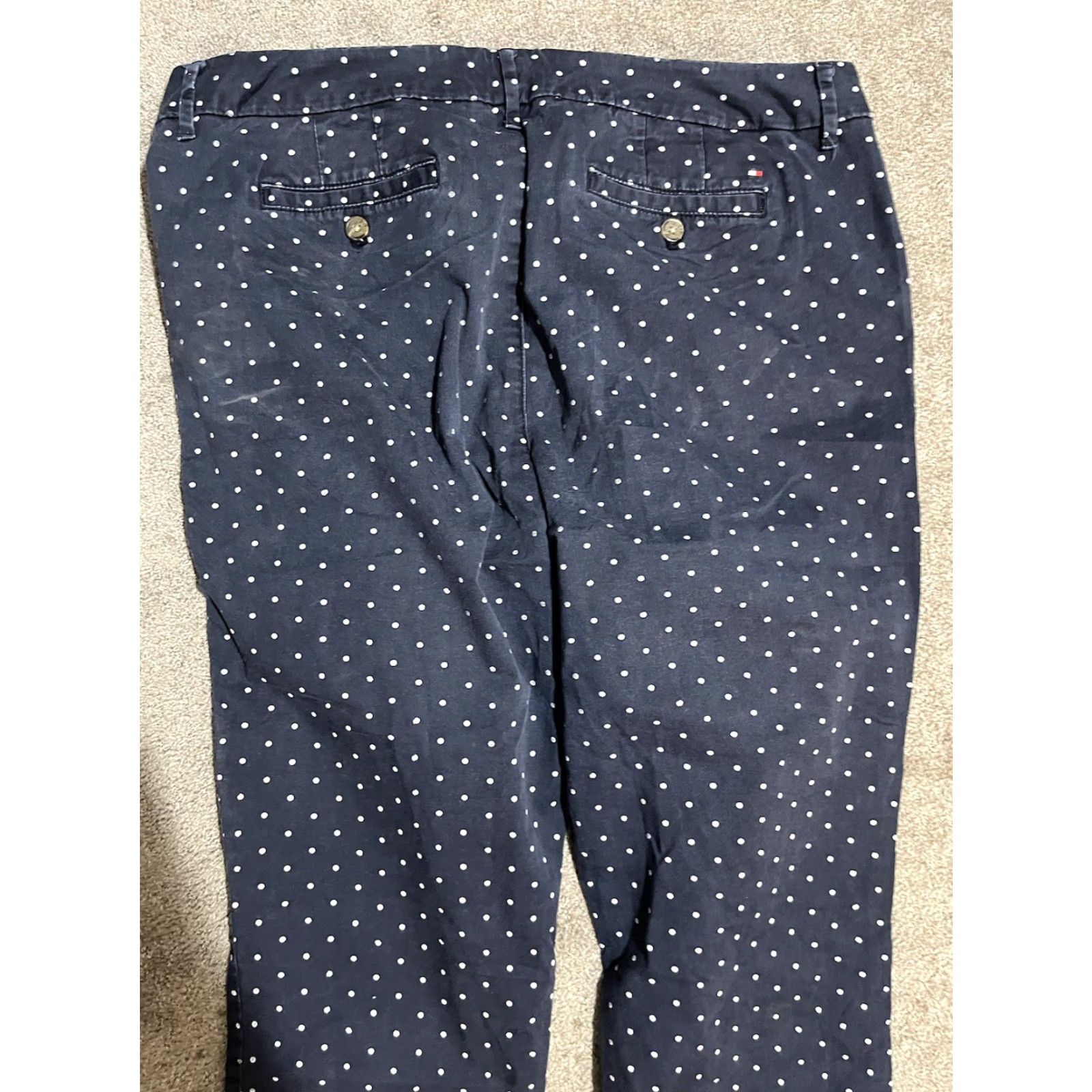 Tommy Hilfiger Tommy Hilfiger Women's Dress Pants Skinny Stretch Cotton Navy Polka-Dot Size 14 Blue Str ar? Size 36" / US 14 / IT 50 - 4 Thumbnail