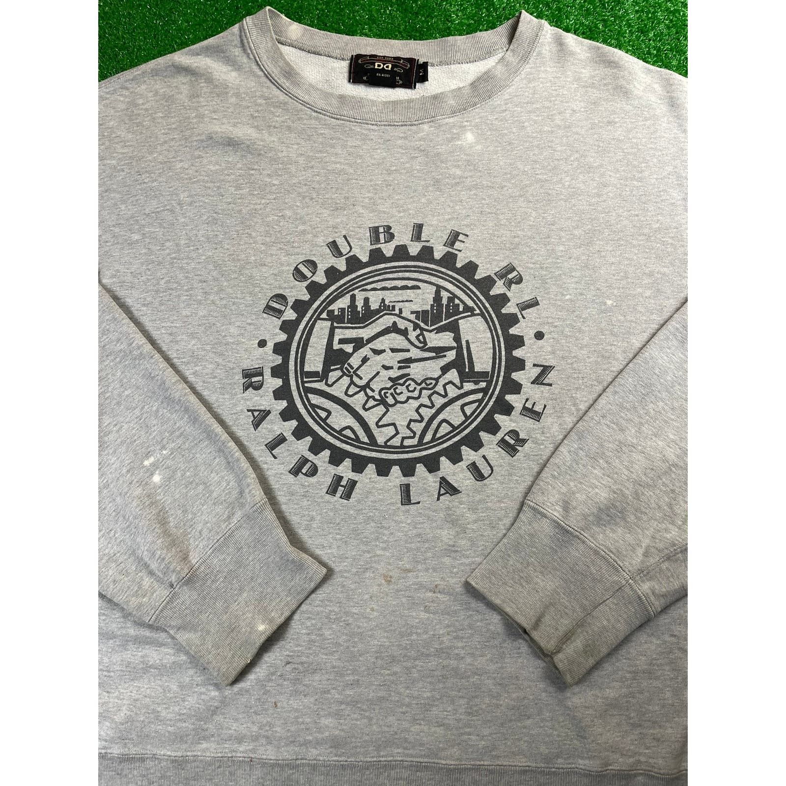 image of Made In USA x Rrl Ralph Lauren Vintage 90's Ralph Laurent Rrl Double Rl Large Sweatshirt Usa in Gre