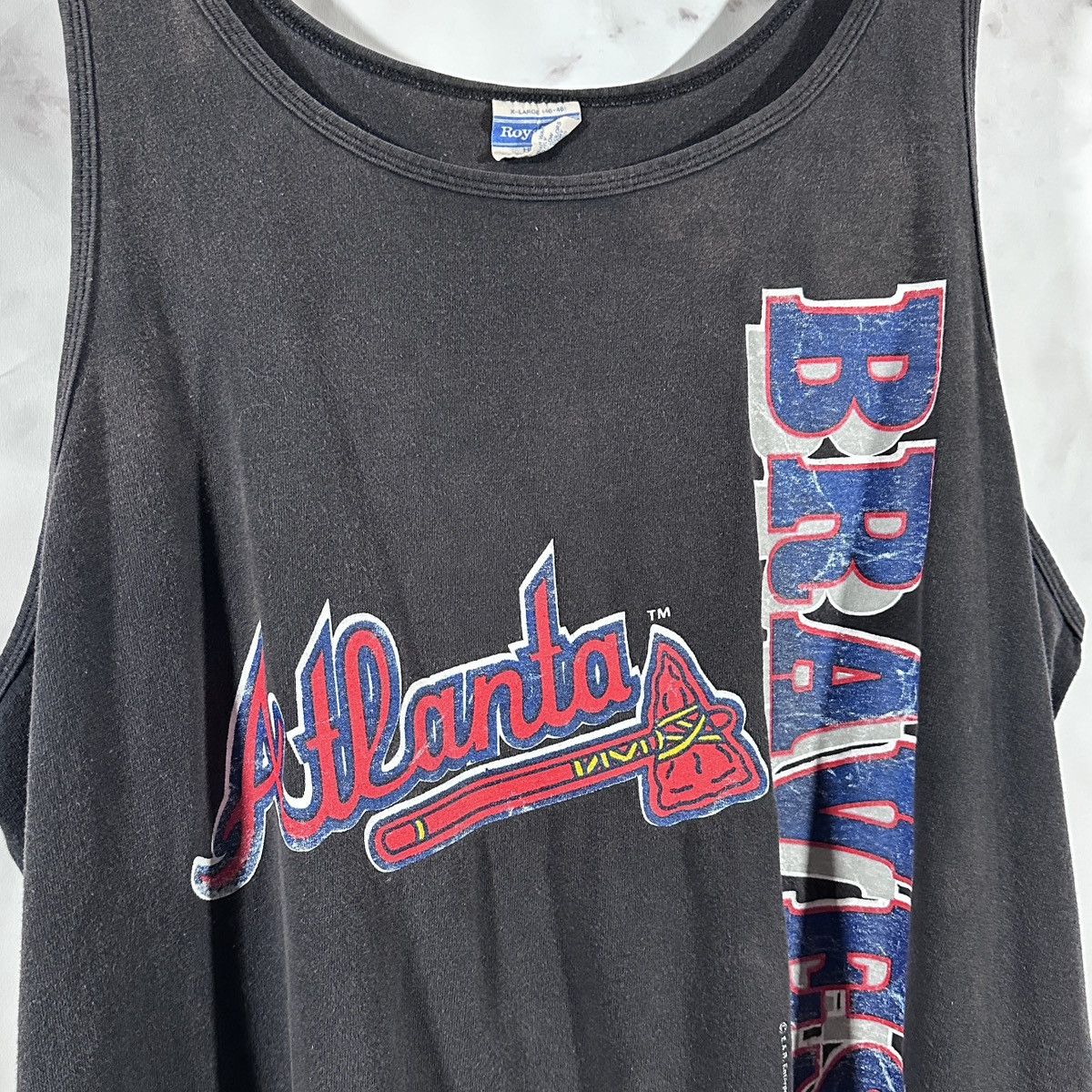 MLB 1991 Atlanta Braves Navy Sun Faded Tank Size US XL / EU 56 / 4 - 2 Thumbnail
