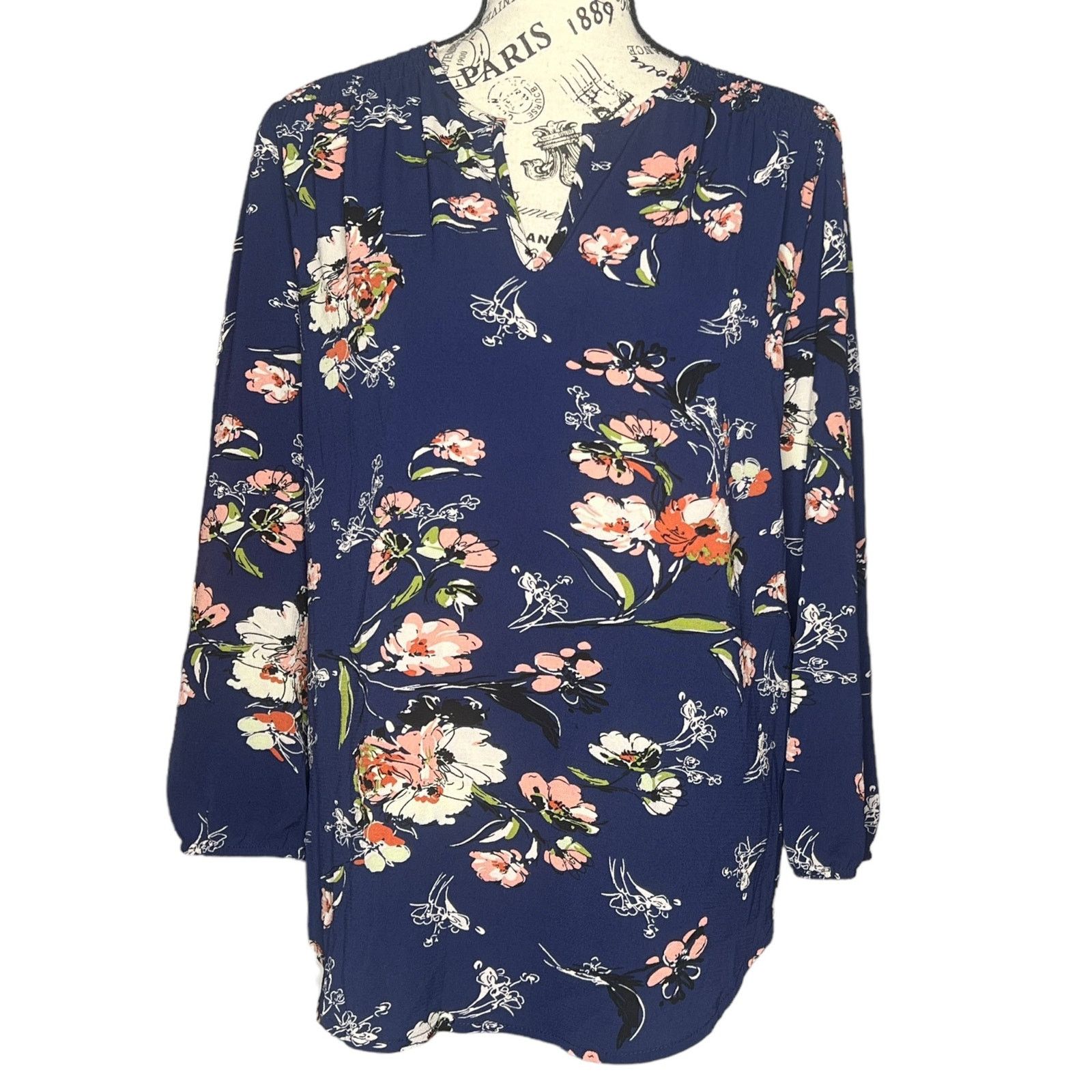 Other Kenmore Split Neck Blouse - Stitch Fix 3/4 Sleeve Floral Top Size S / US 4 / IT 40 - 1 Thumbnail