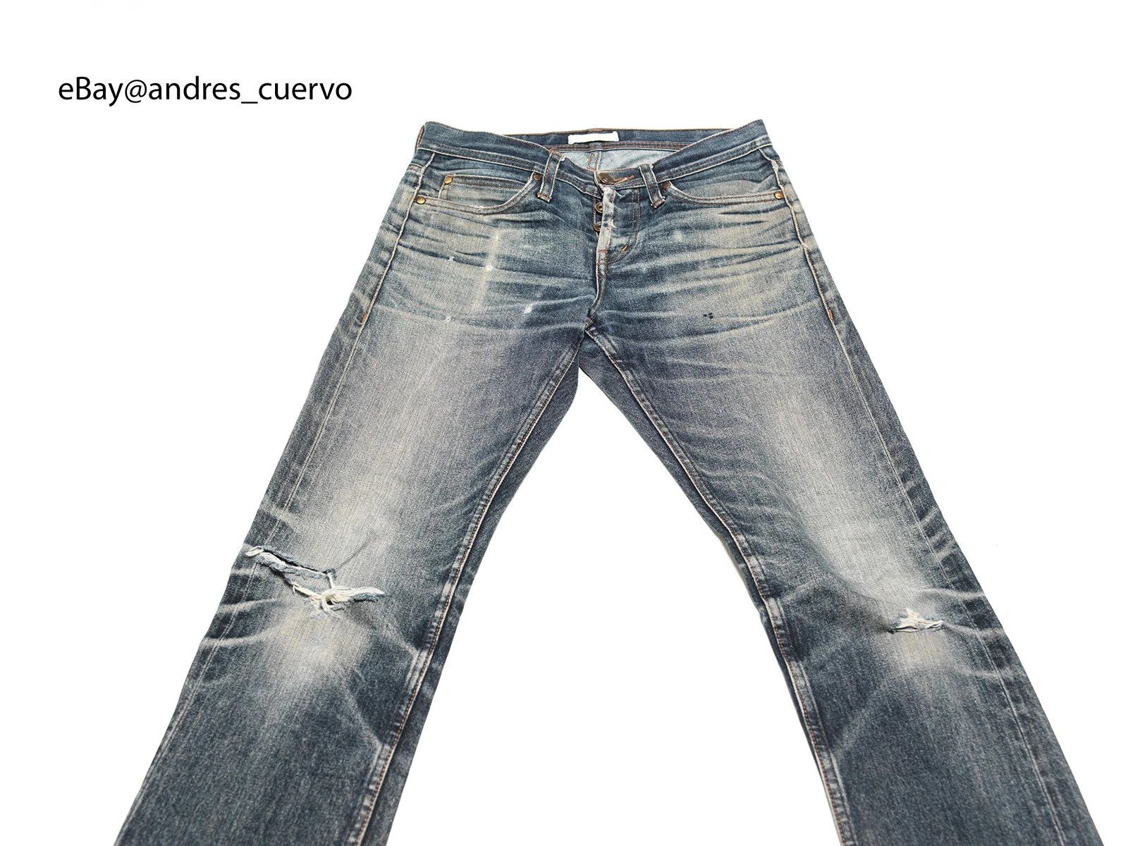 The Unbranded Brand Butler Unbranded UB101 Jeans Fades Faded Distressed Selvedge Size US 30 / EU 46 - 4 Thumbnail