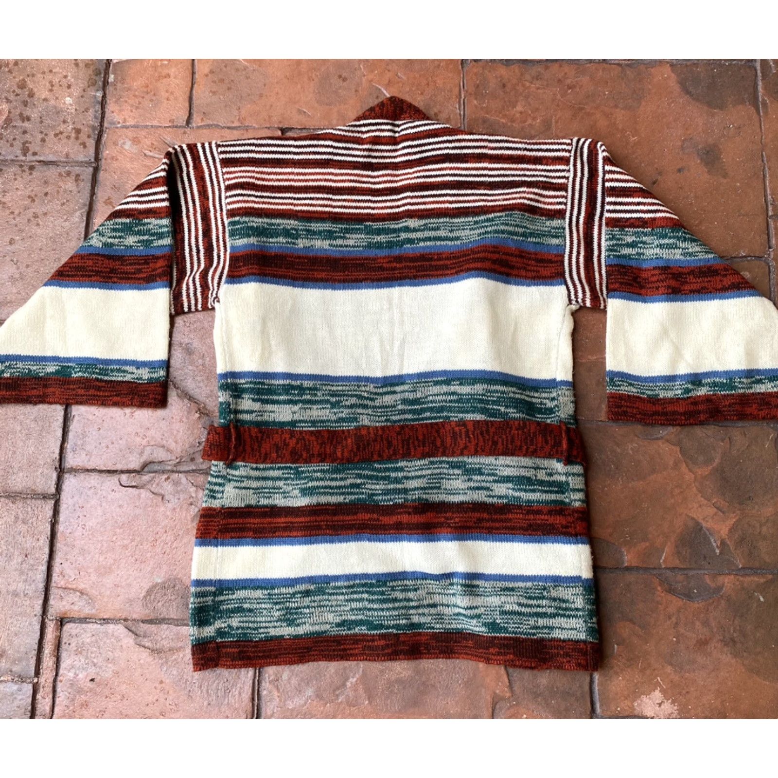 Vintage VINTAGE 70s Southwestern Aztec Cardigan Sweater Robe Belted Large Rusty Red Look Rockabilly Hard 70s Size L / US 10 / IT 46 - 3 Thumbnail