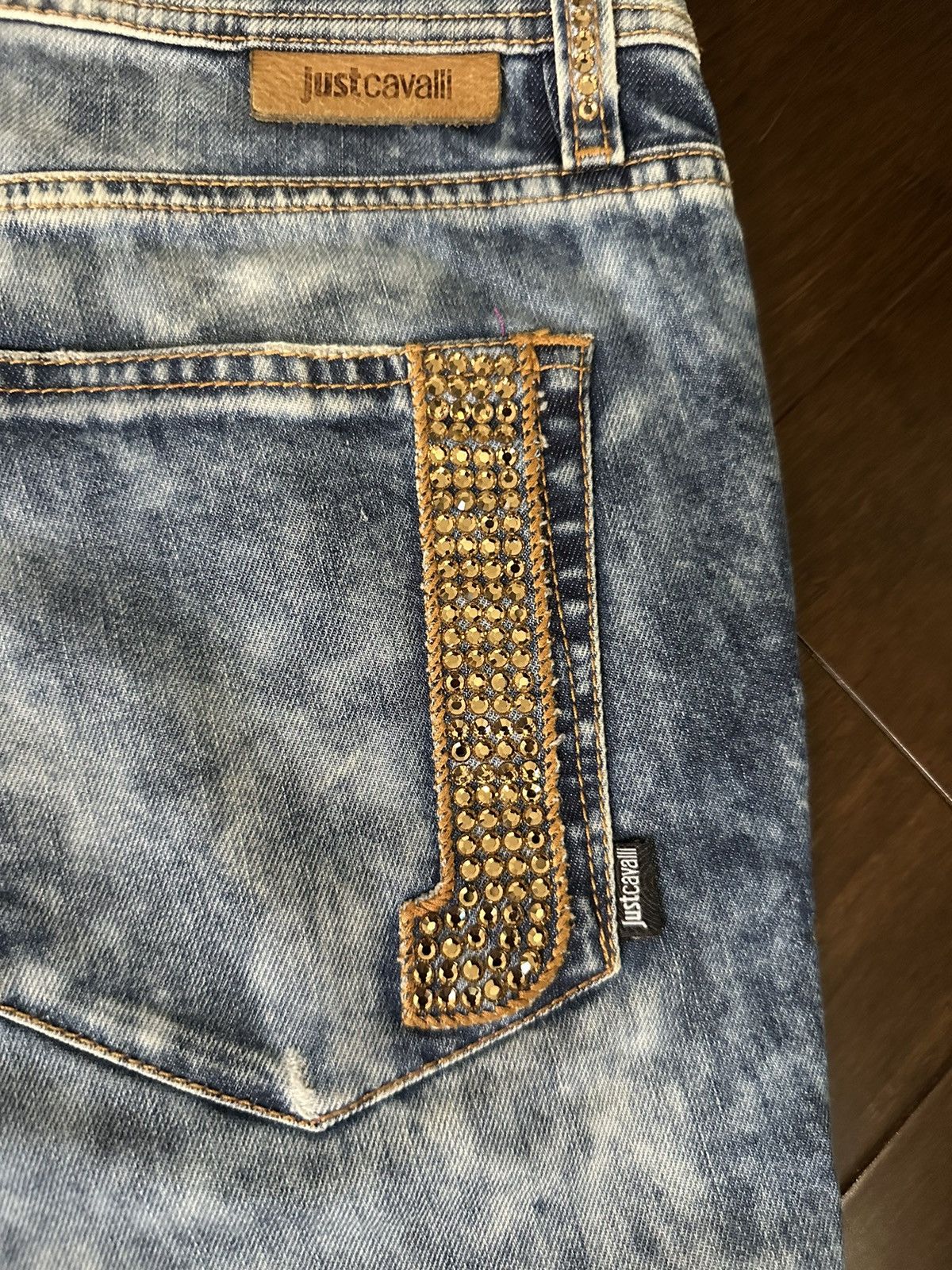 Just Cavalli Just Cavalli Women's Studded Embellished Blue Denim Jeans Size 24" / US 00 / IT 34 - 12 Thumbnail