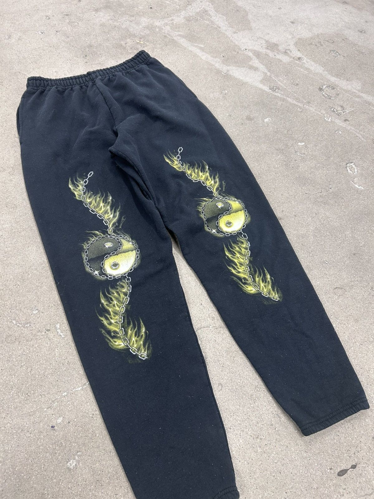 Affliction × Vintage Y2K Grunge Flames Baggy Sweatpants Size US 30 / EU 46 - 2 Thumbnail