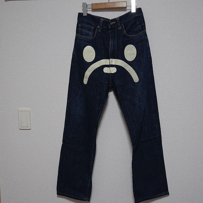 Bape *OG* Bape Baby Milo Sad Face Denim Jeans | Grailed