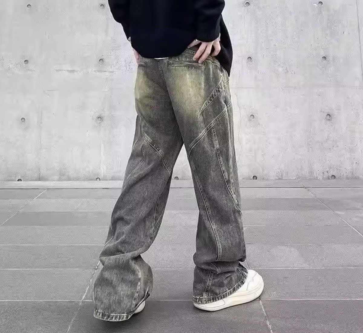 Japanese Brand Kinuka x ishi Flared Jeans Men Wide Leg Baggy Trousers Size US 31 - 3 Thumbnail