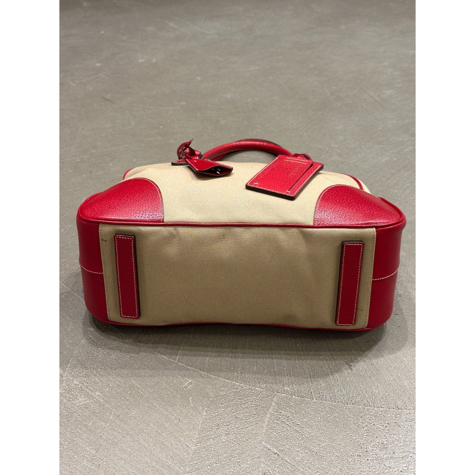 Prada 2000s Prada jacquard bowler bag with red leather trim Size ONE SIZE - 4 Thumbnail