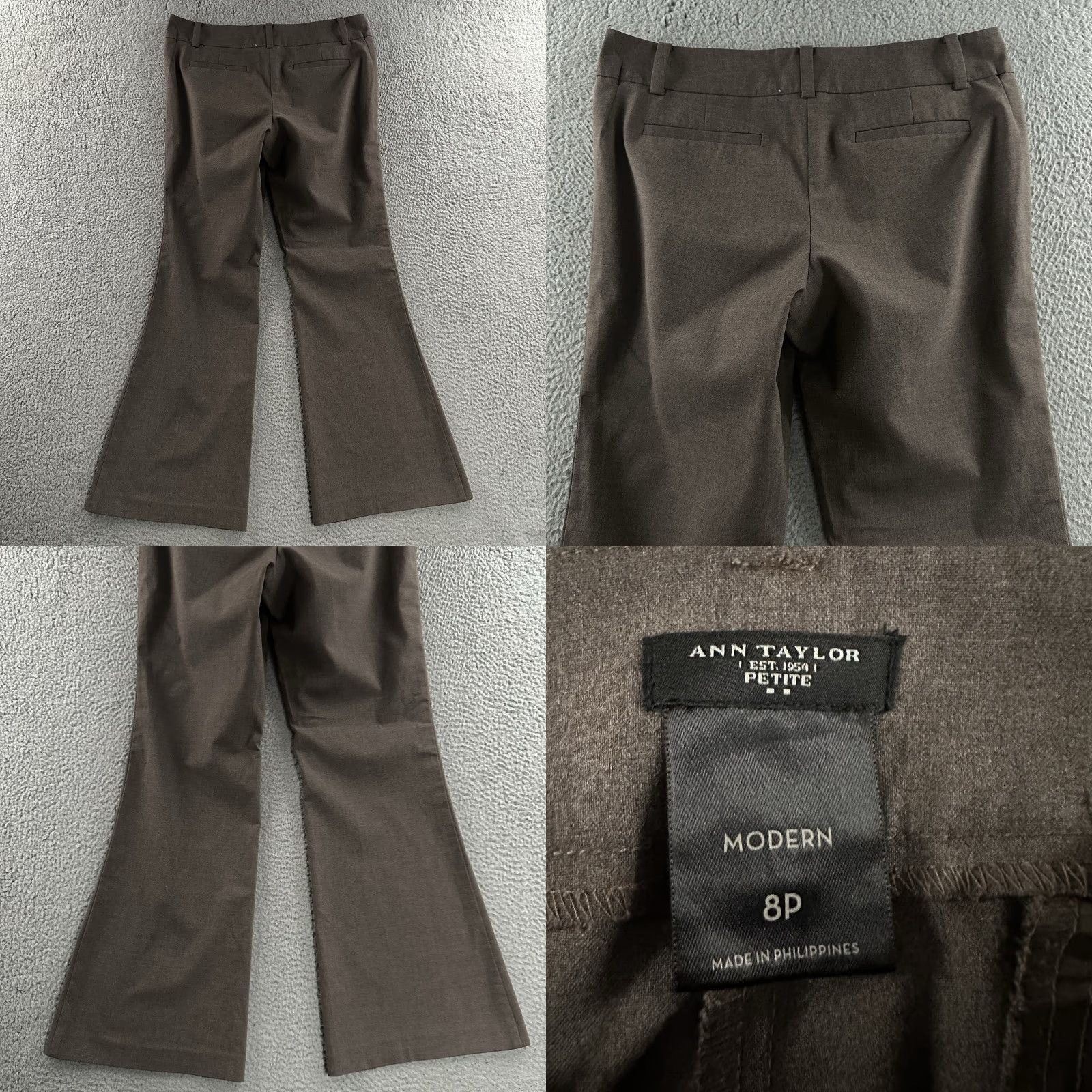 Ann Taylor Ann Taylor Womens Pants Brown 8P Petites Flared Career Work Polyester Blend Size 24" / US 00 / IT 34 - 9 Thumbnail