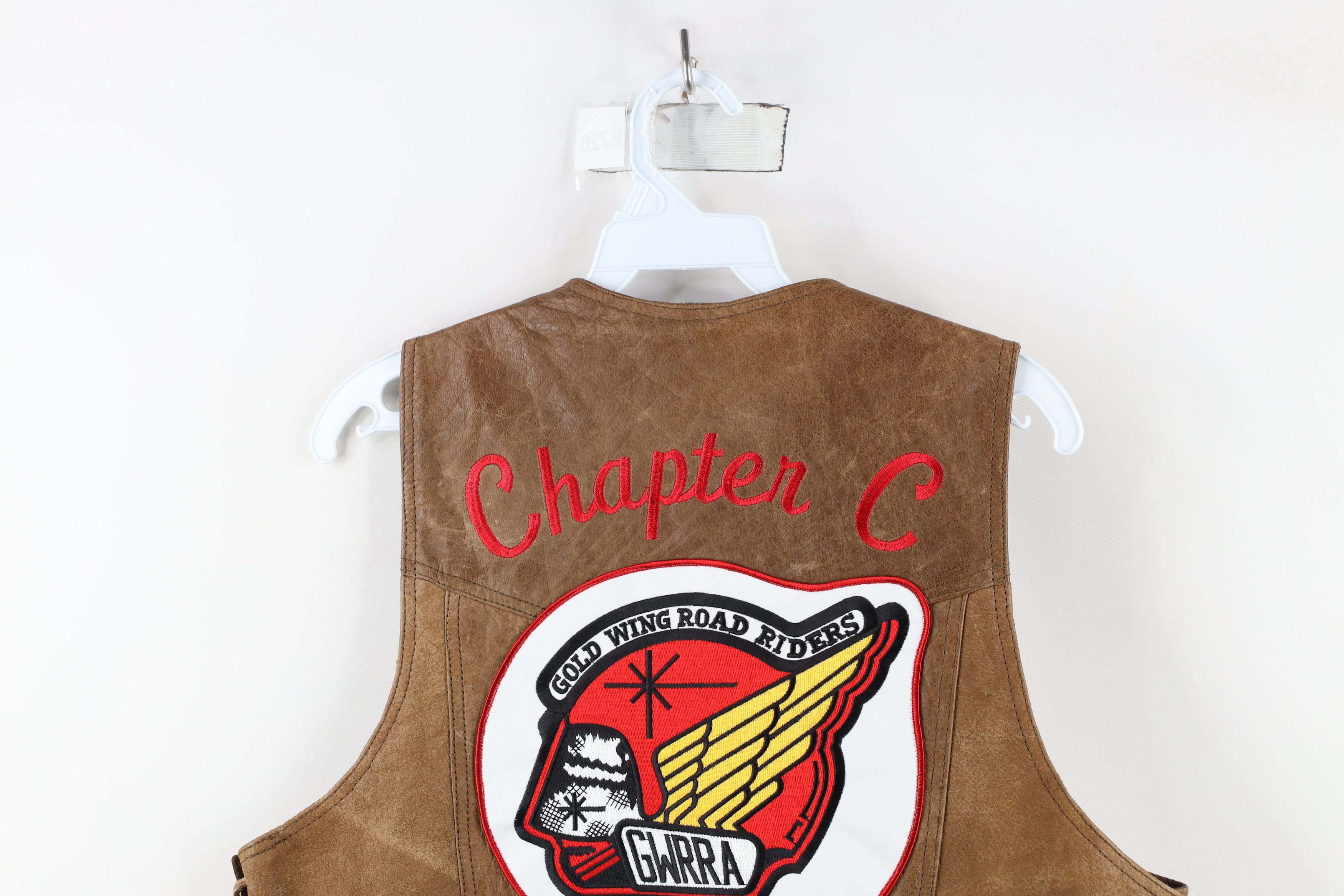 Vintage Vintage 90s Wings Gold Road Raiders Michigan Leather Vest Size US M / EU 48-50 / 2 - 14 Thumbnail