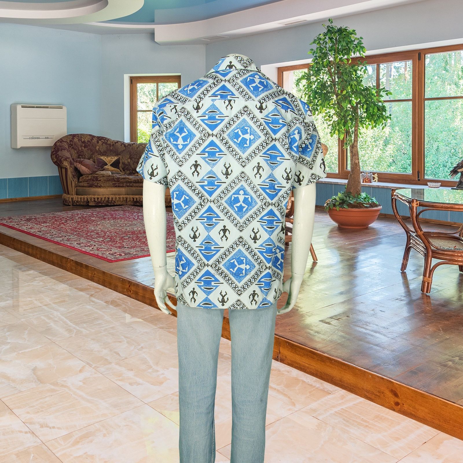 Other Vintage Lauhala Aloha Tribal Star Print Hawaiian Camp Shirt Size US L / EU 52-54 / 3 - 2 Thumbnail