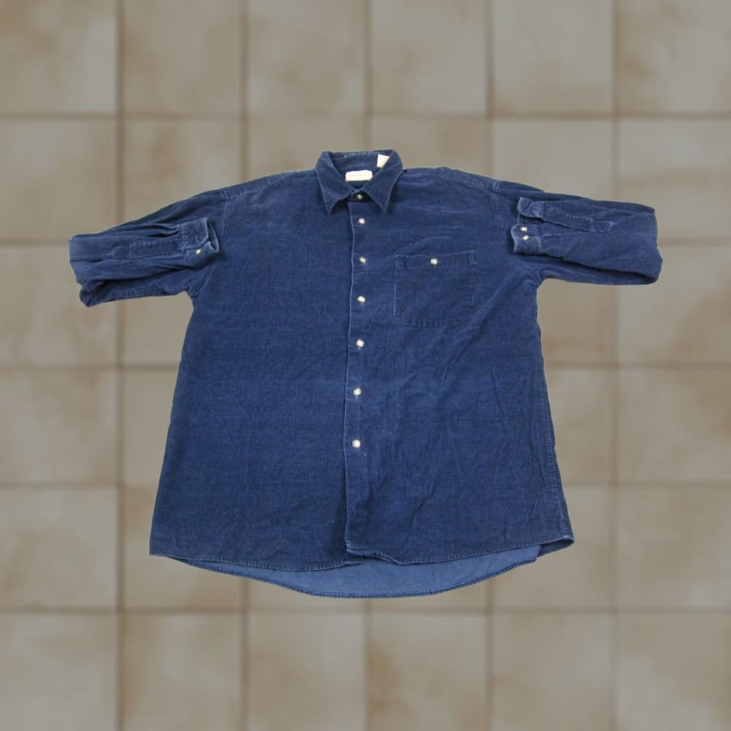 Vintage VINTAGE St Johns Bay Corduroy Shirt Mens L Blue Cotton Button Up Classic 90s Size US L / EU 52-54 / 3 - 1 Thumbnail