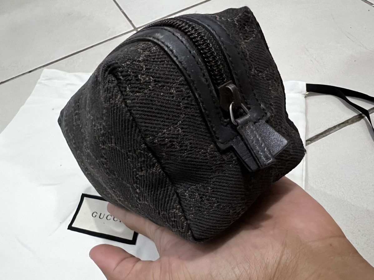 Gucci GUCCI GG Denim Leather Pouch Cosmetic Pouch Dark Brown Size ONE SIZE - 5 Thumbnail