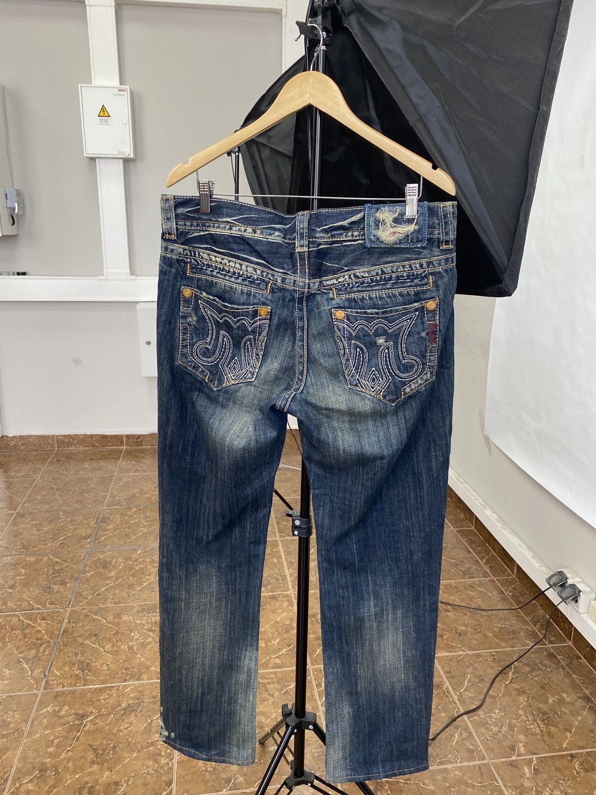 4GSELLER 🇯🇵 Y2K MEK Denim USA Trashed Faded Japan Style Jeans Rare Size US 34 / EU 50 - 1 Thumbnail