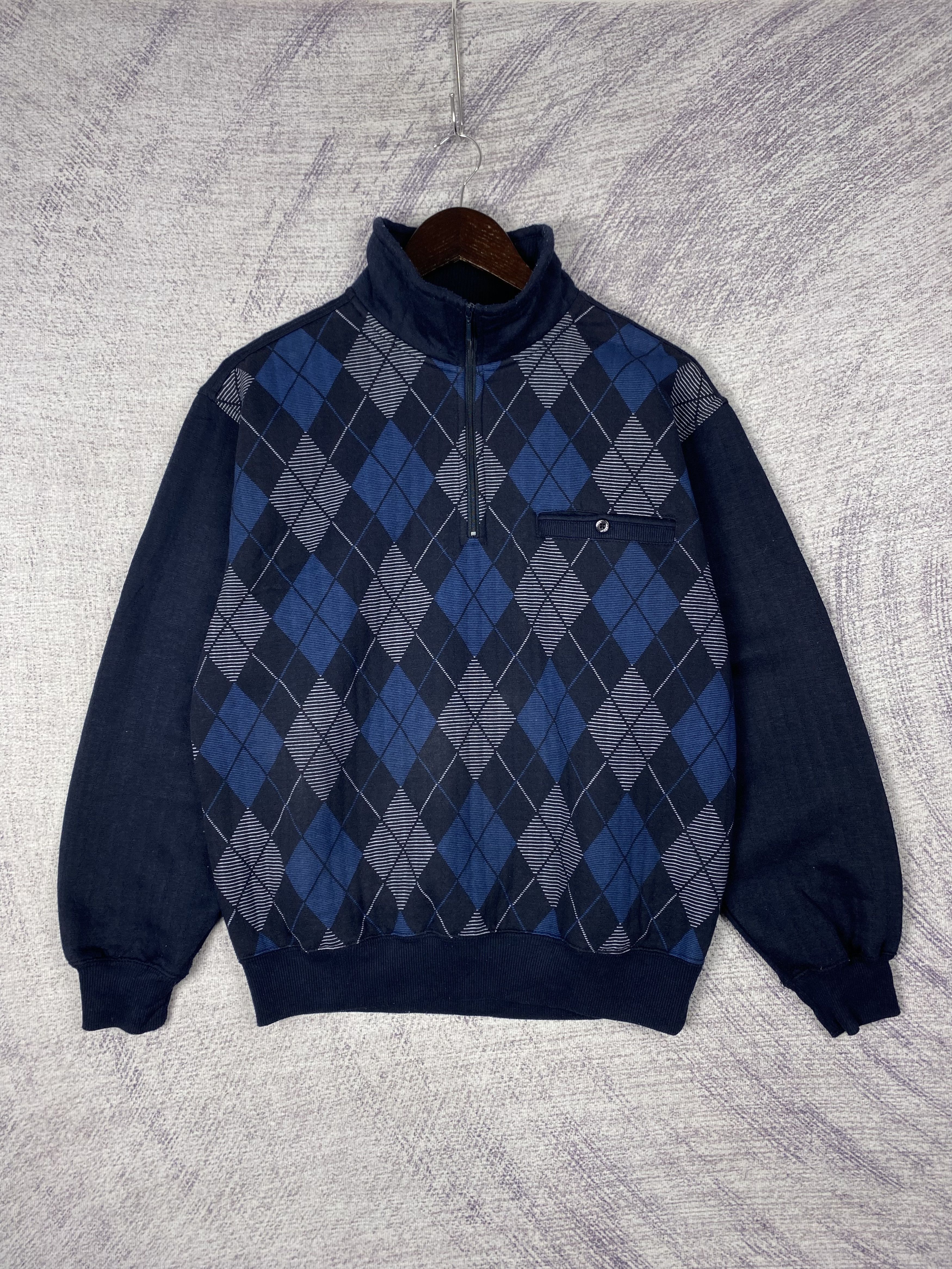 Japanese Brand Vintage Japanese Brand Half Zipper Argyle Style Sweatshirts Size US M / EU 48-50 / 2 - 1 Thumbnail