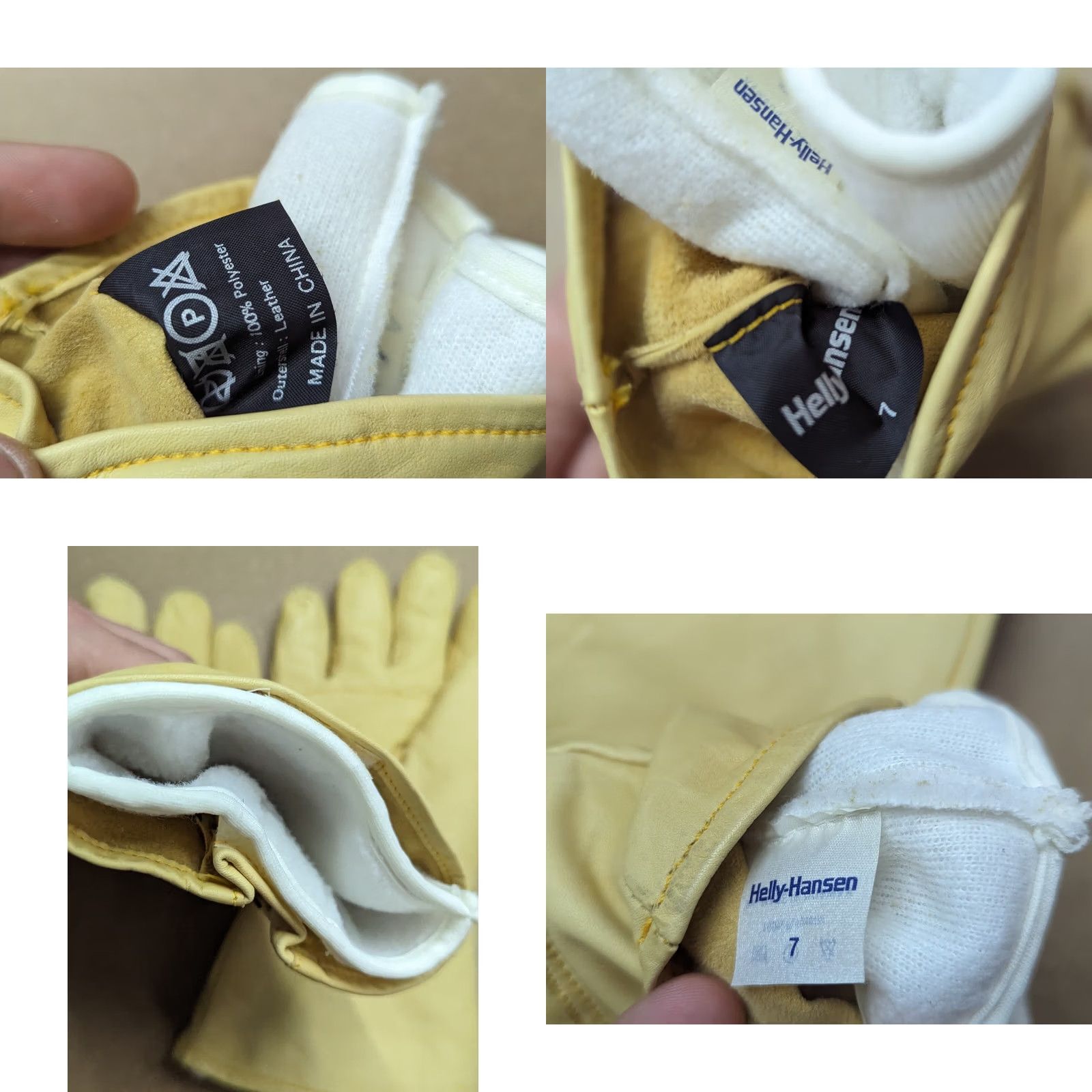 Helly Hansen VINTAGE Helly Hansen Mens Leather Gloves Size 7 + Liners Light Tan / Cream Beige Glove Mens Vintage Leather Size ONE SIZE - 8 Thumbnail