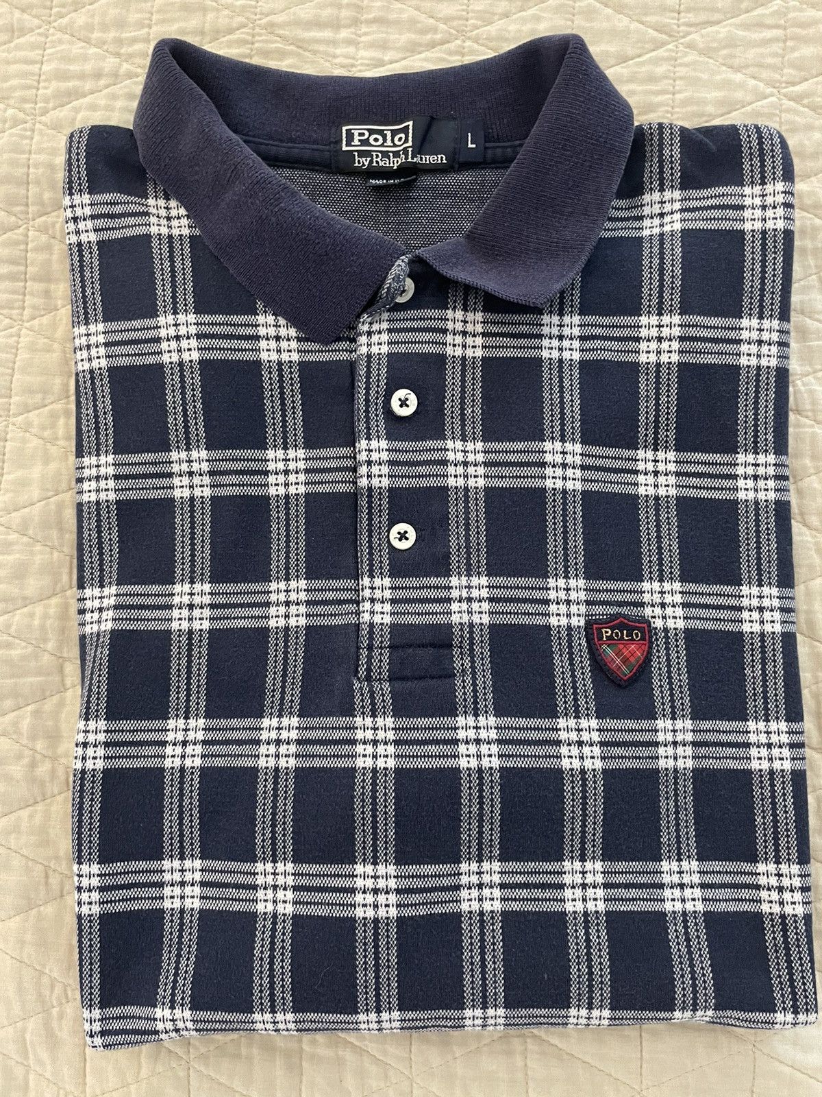 Polo Ralph Lauren × Vintage Rare Vintage Check Polo Shirt Size US L / EU 52-54 / 3 - 1 Thumbnail