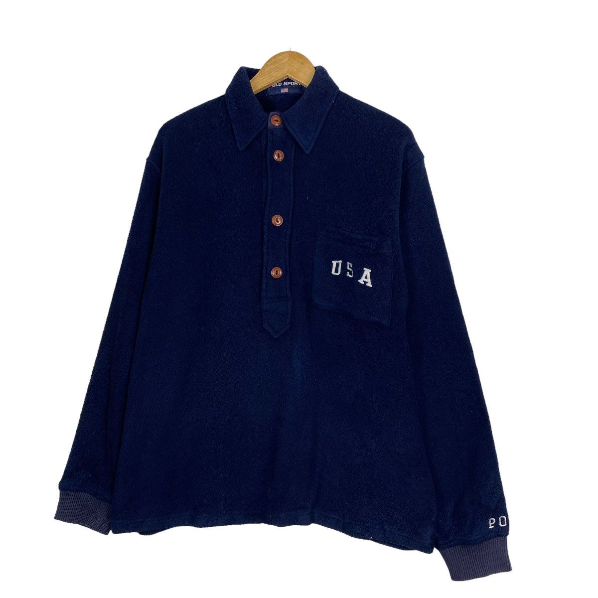 Polo Ralph Lauren × RRL Ralph Lauren × Ralph Lauren Vintage Polo Sports USA Spellout Fleece Size US M / EU 48-50 / 2 - 2 Thumbnail