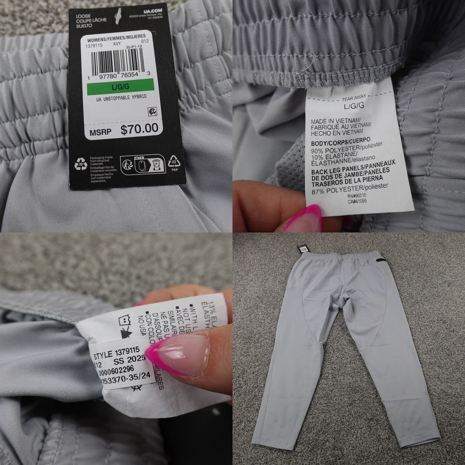 Under Armour Under Armour Pants Womens L Gray Performance Drawstring Joggers Sweatpants Size 36" / US 14 / IT 50 - 8 Thumbnail