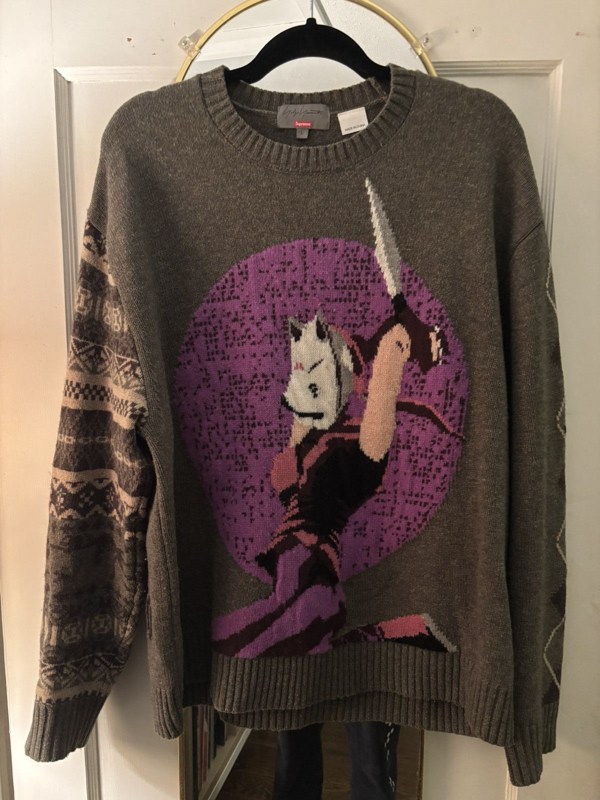 Supreme × Yohji Yamamoto Olive Tekken Sweater Size US L / EU 52-54 / 3 - 1 Thumbnail
