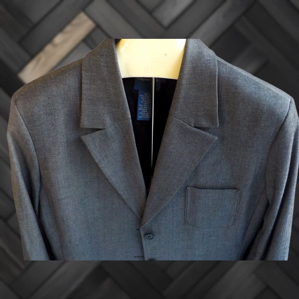 Faconnable VINTAGE Faconnable Blazer Shirt Gray 3 Button Cotton Blend Lined Womens Large Size L / US 10 / IT 46 - 1 Thumbnail