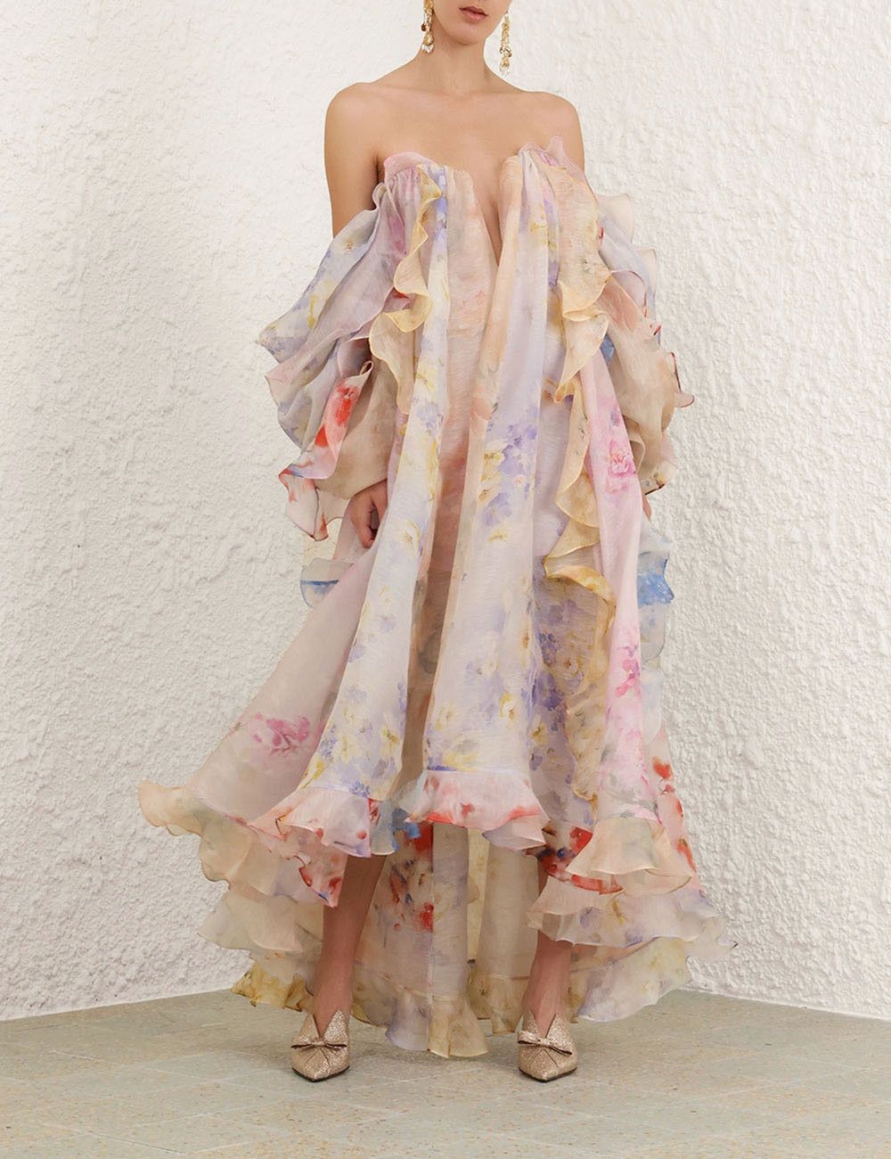 Zimmermann o1w1db10925 Crush Strapless Ruffle Dress in Multicolor Size L / US 10 / IT 46 - 7 Thumbnail