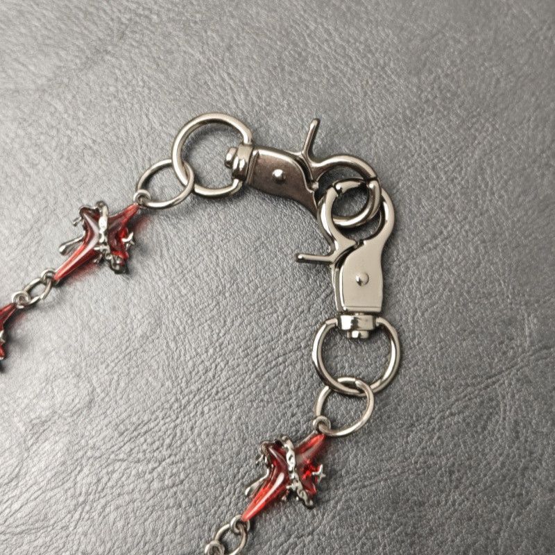 Vintage Punk Crimson Red Cross Keychain Size ONE SIZE - 7 Thumbnail