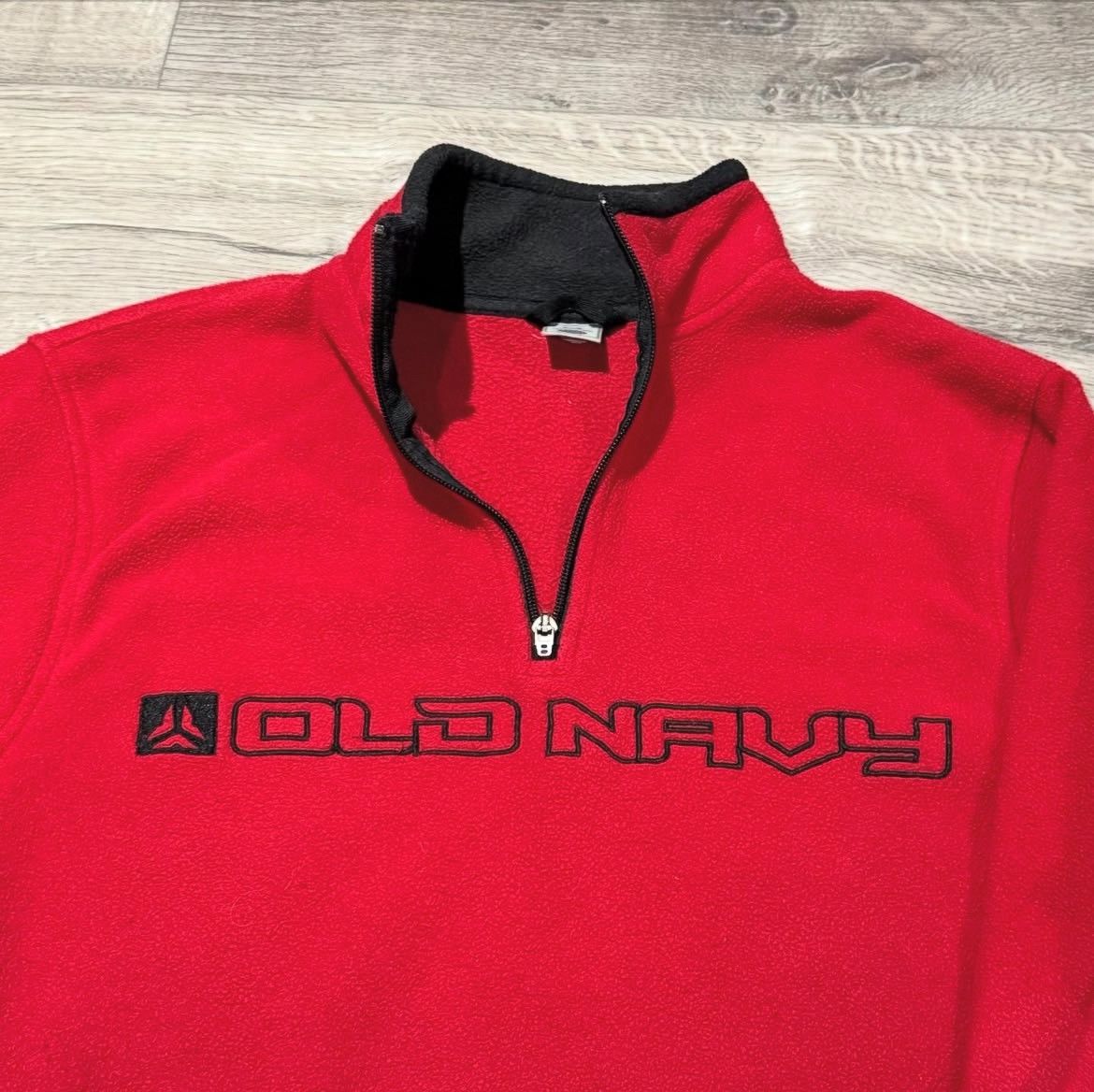 Old Navy Late 2000s Old Navy Cozy Red Y2K Fleece 1/4 Zip Up Sweater Size US M / EU 48-50 / 2 - 1 Thumbnail