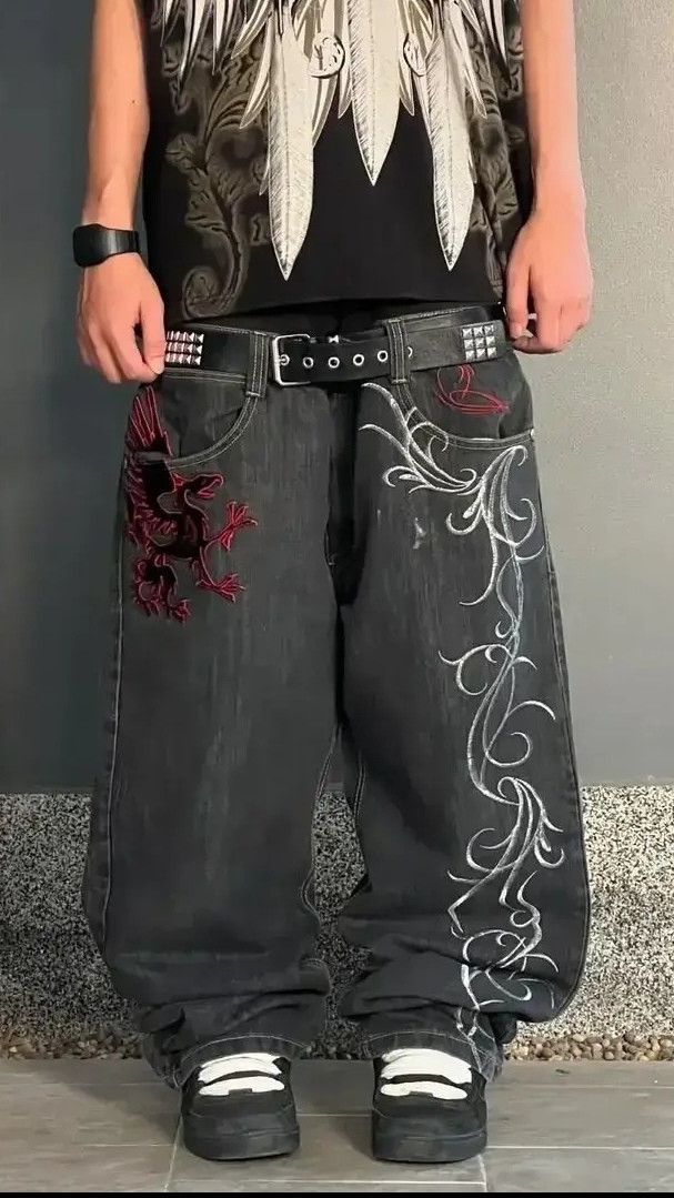 Baggy Harajuku Embroidery Y2k Jean