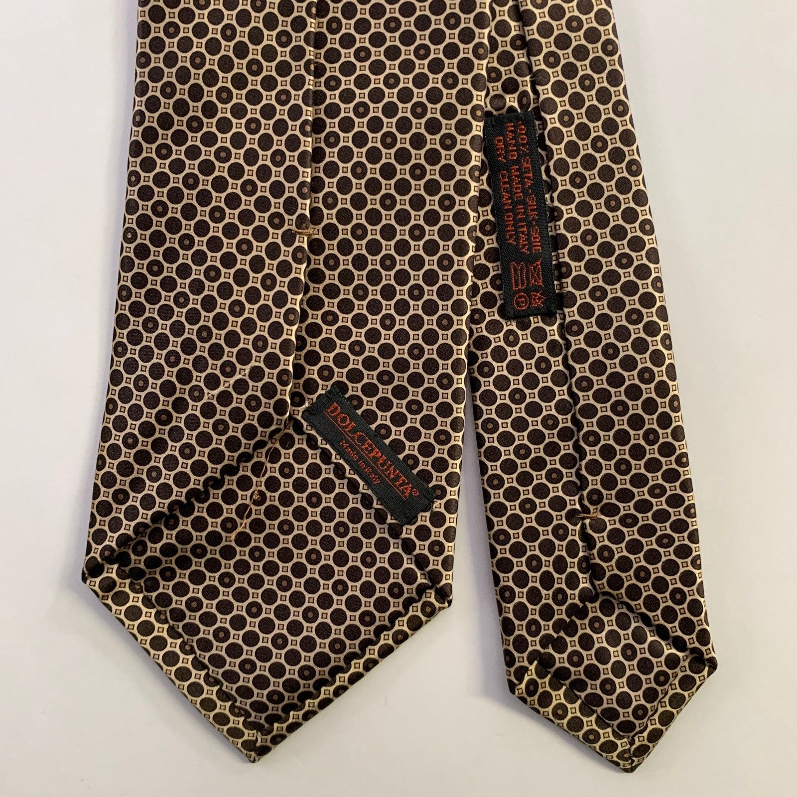 Dolcepunta DOLCEPUNTA Brown Gold Polka Dot Foulard Silk Tie Size ONE SIZE - 2 Thumbnail