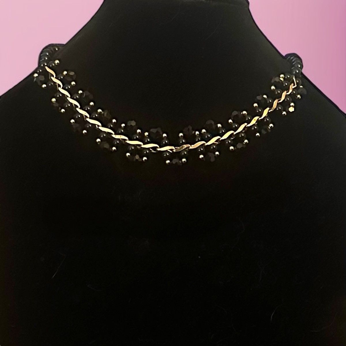 Vintage Vintage black and gold bead wavy collar necklace Size ONE SIZE - 1 Thumbnail