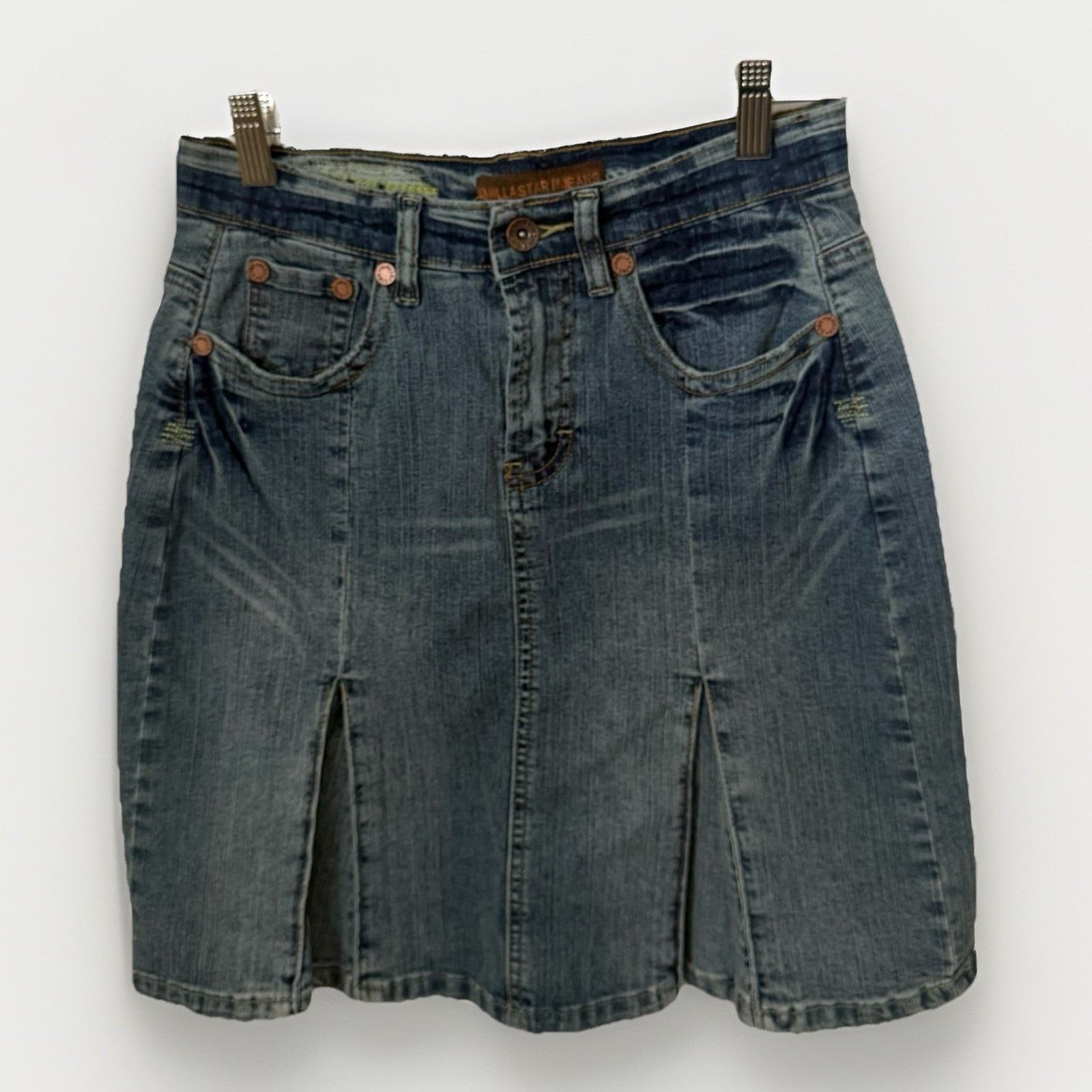 Other Vintage Y2K Denim Skirt Pleated Mini Jeans Embroidered 90’s Size 26" / US 2 / IT 38 - 1 Thumbnail