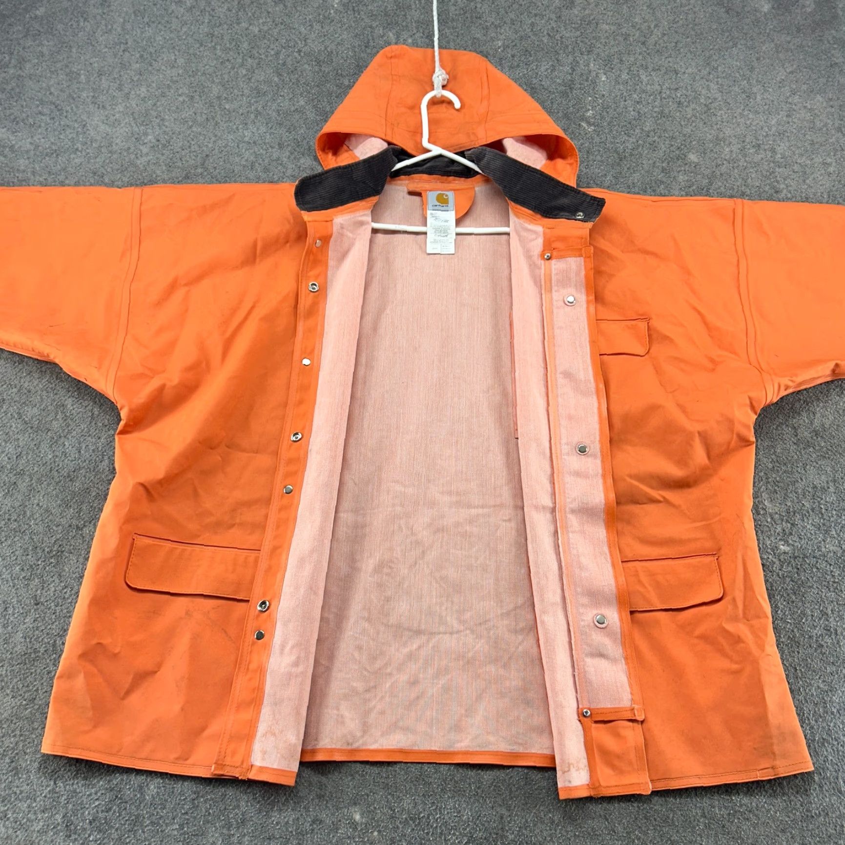 Carhartt Carhartt Hoodie Mens 2XL Orange Button Snap Logo PVC Long Sleeve Workwear C640RG Size US XXL / EU 58 / 5 - 5 Thumbnail