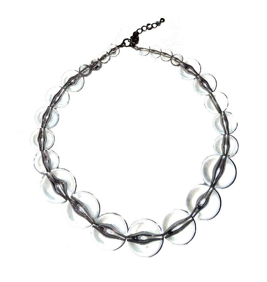 Designer Graduated Clear Lucite Bead Ball Necklace Pools of Light Size ONE SIZE - 2 Thumbnail