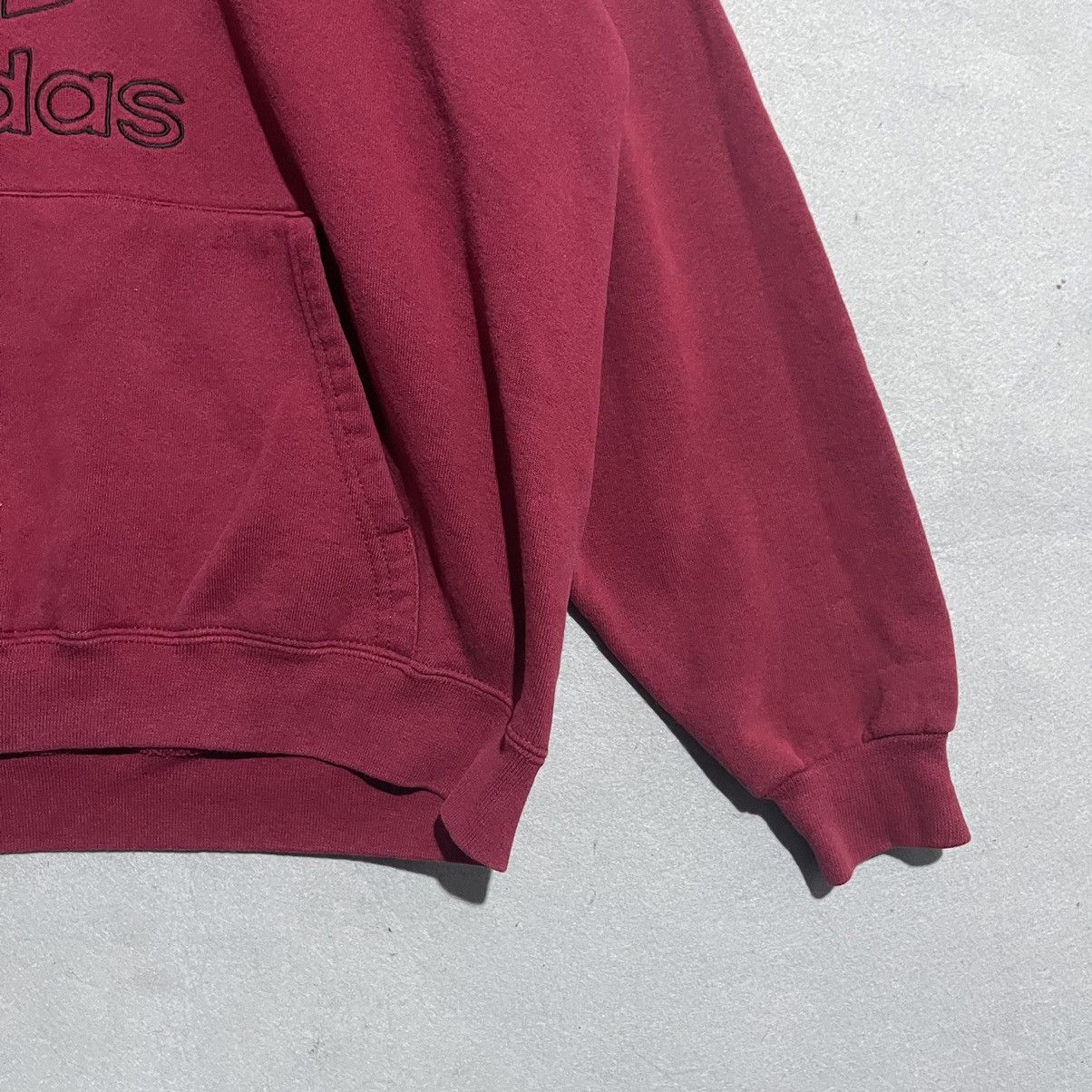 Adidas Vintage 90s Adidas Trefoil Hoodie – Made in USA – Burgundy Size US XL / EU 56 / 4 - 3 Thumbnail
