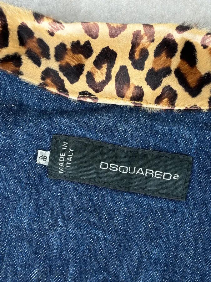Dsquared2 SS2013 Dsquared2 Blue Distressed Leopard Collar Denim Vest Size US M / EU 48-50 / 2 - 9 Thumbnail