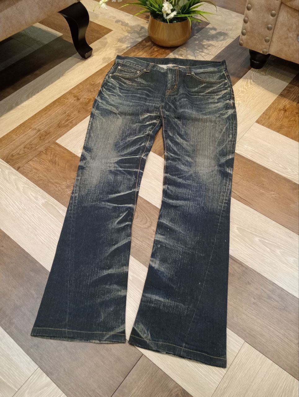 Tornado Mart TORNADO MART JAPAN BLUE DISTRESSED FLARED DENIM PANTS Size US 34 / EU 50 - 3 Thumbnail