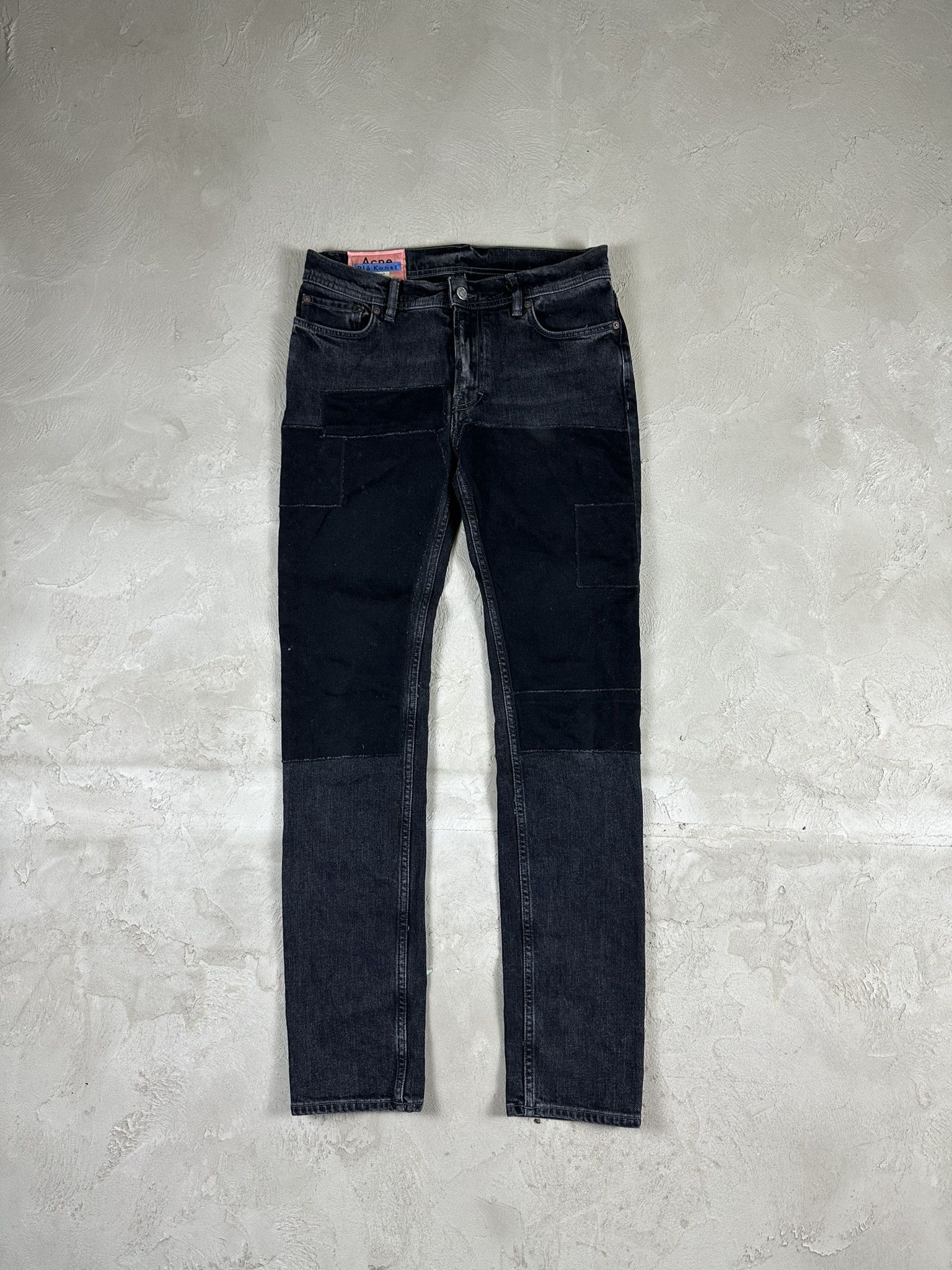 Acne Studios Bla Konst North Black Patch Skinny Slim Denim