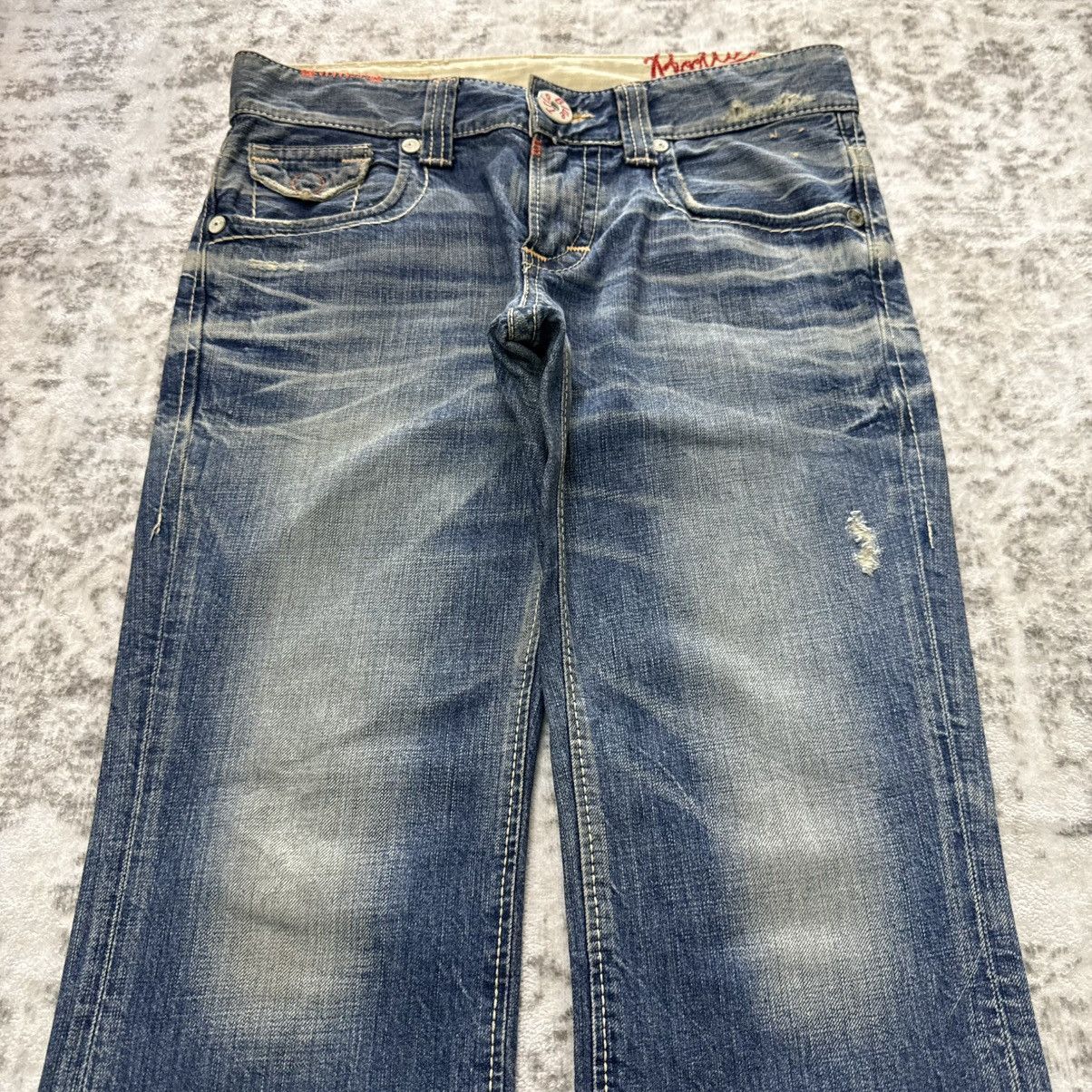 Edwin Vintage Edwin 511 Blue Trip Heavy Stitched Flared Jeans Size US 29 - 6 Thumbnail