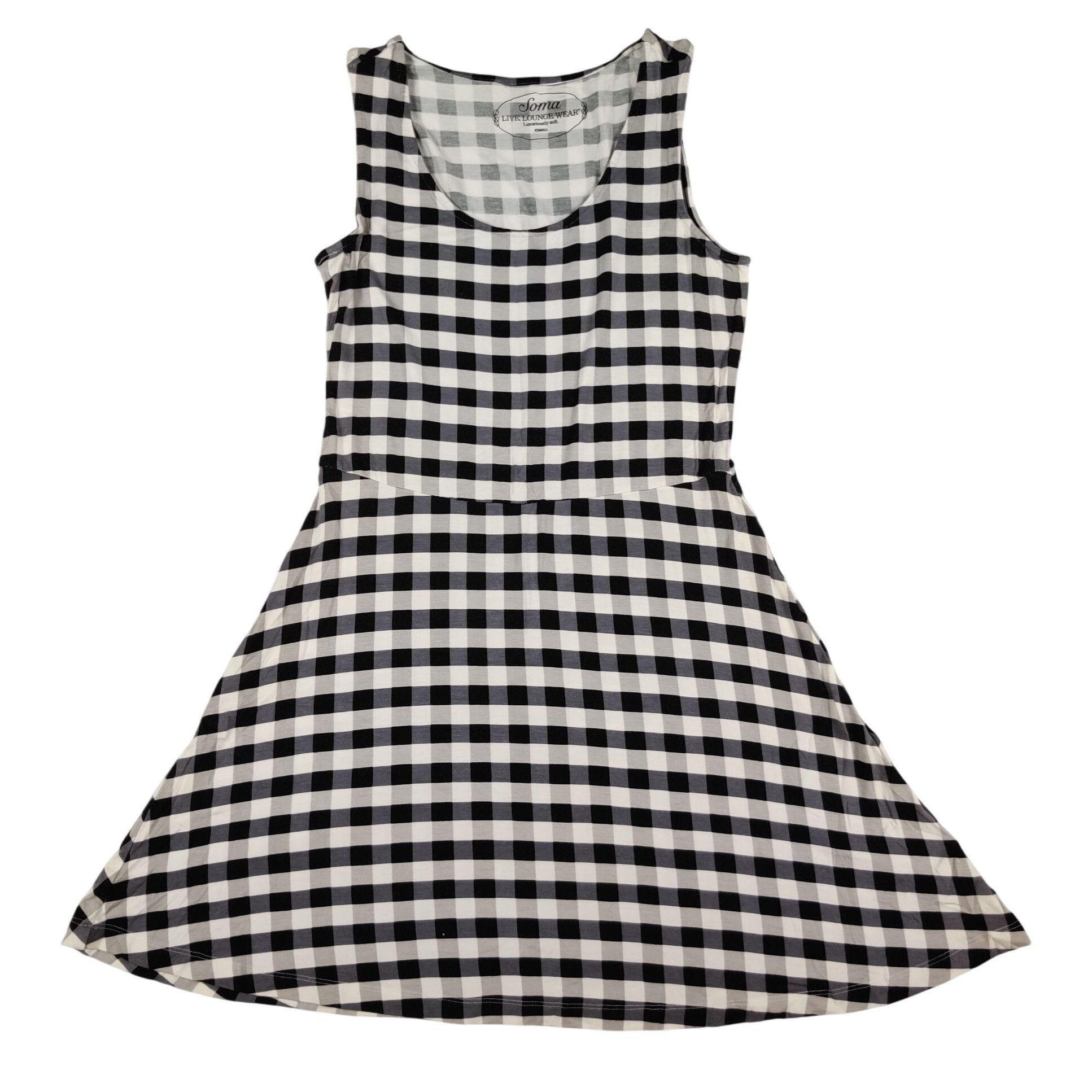 Other Soma XS Gingham Sleeveless A-Line Lounge Dress Black White C Size XS / US 0-2 / IT 36-38 - 1 Thumbnail