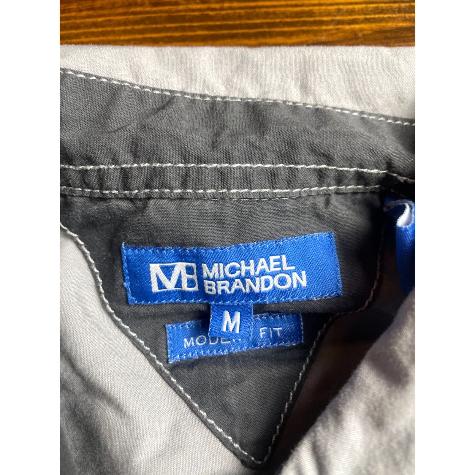 Vintage Michael Brandon Shirt Men's M Gray Button Up Long Sleeve Pockets Modern Fit Regular Size US M / EU 48-50 / 2 - 4 Thumbnail