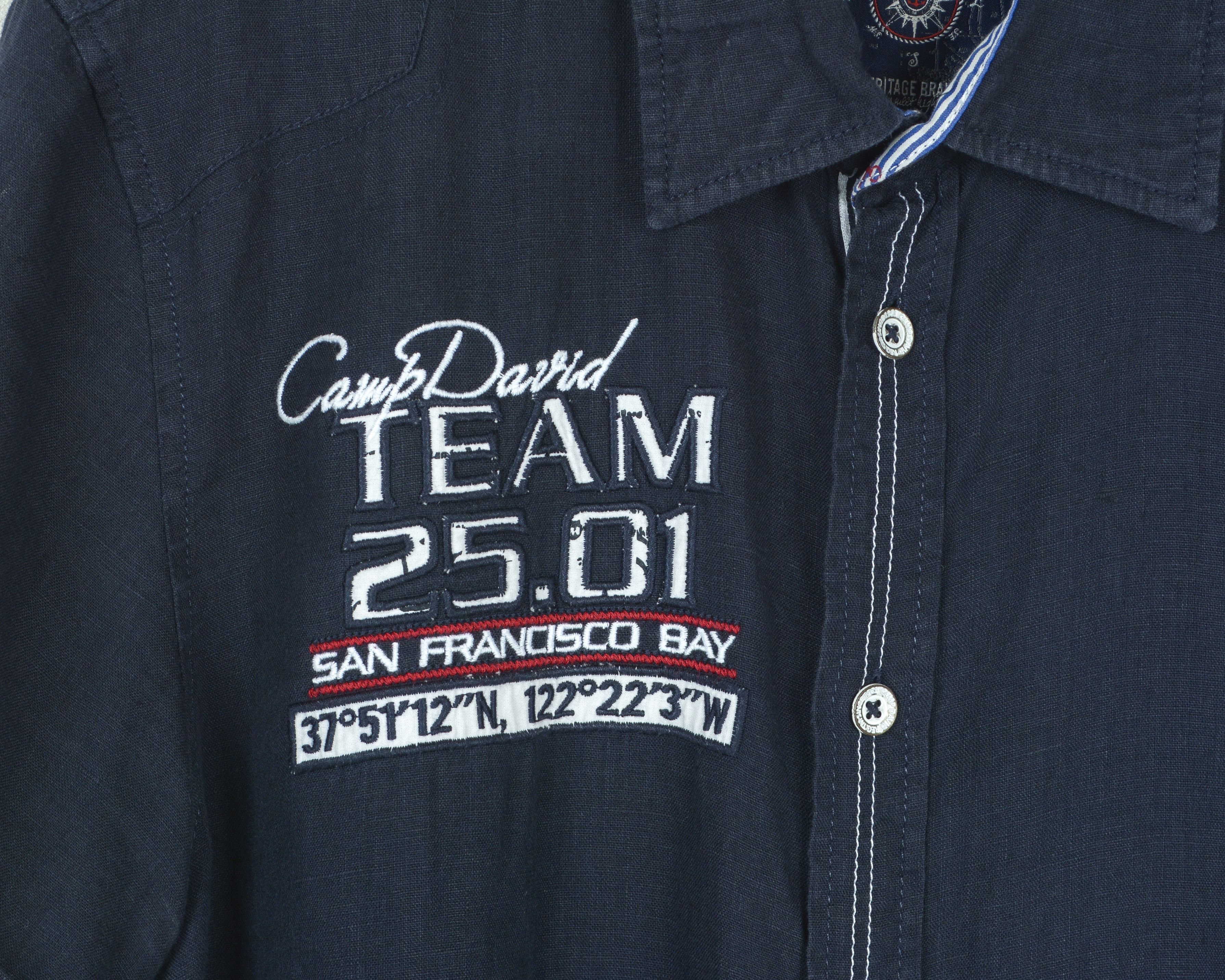 Camp David Linen Shirt M Muscule Fit ShortSleeve Casual Embroidery Flax Size US M / EU 48-50 / 2 - 8 Thumbnail