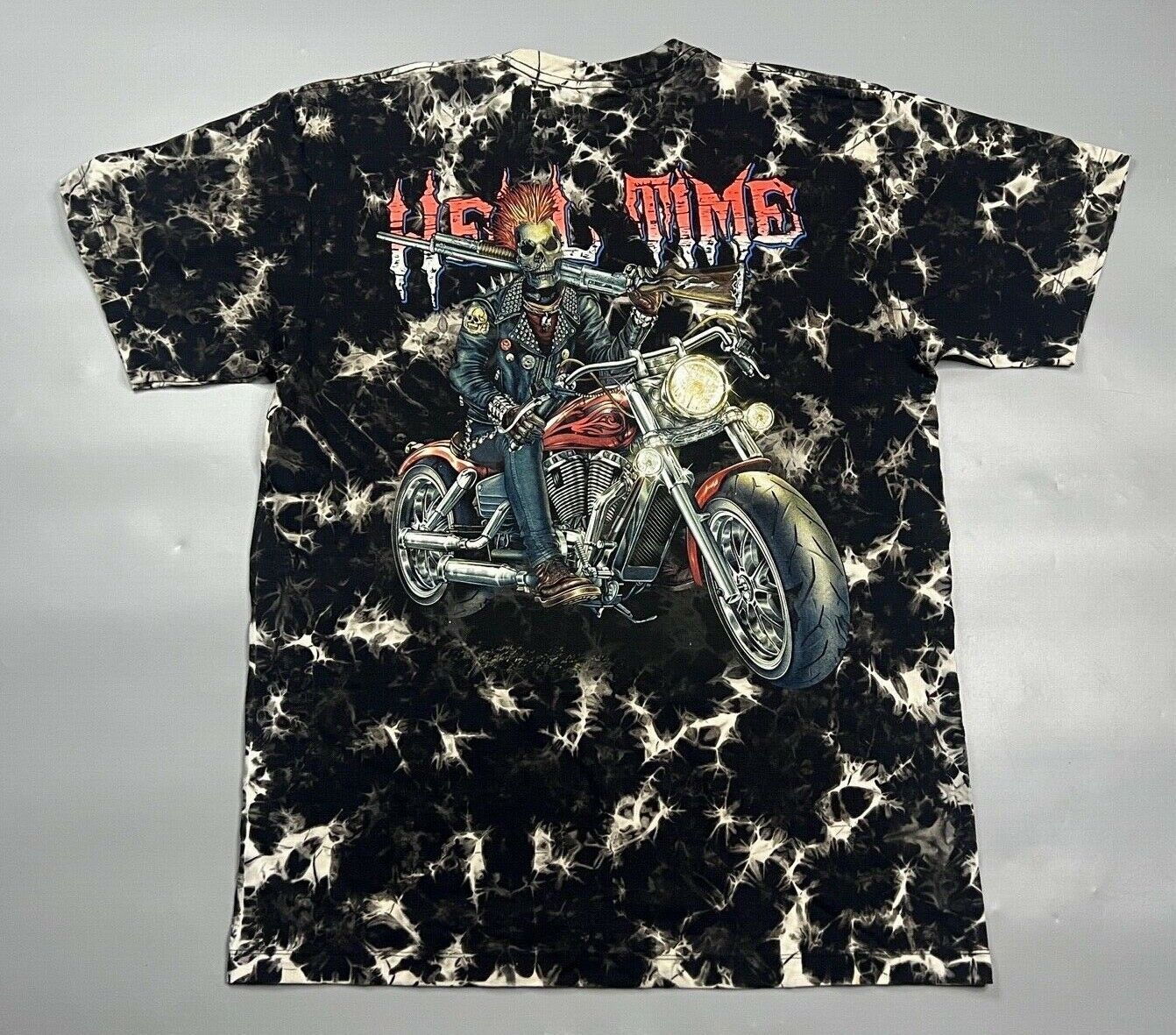 Vintage vintage retro "Hell Time" biker men's t-shirt Size US XXL / EU 58 / 5 - 8 Thumbnail