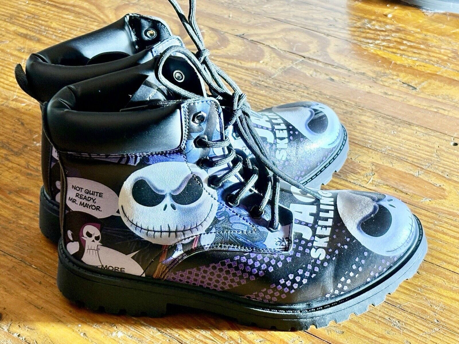 Disney Nightmare Before Christmas Jack Skellington Combat Boots Size US 6.5 / IT 36.5 - 4 Thumbnail