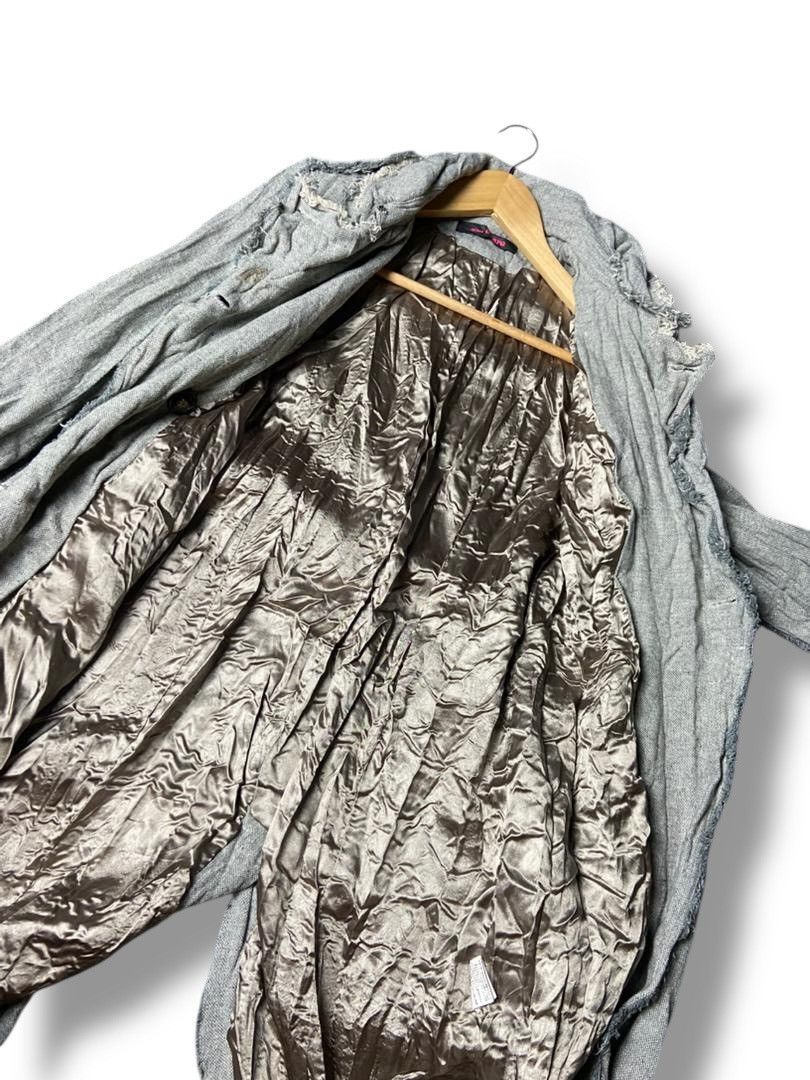 Japanese Brand Spread Azure Double Breasted Frayed Seams Trench Coat (160) Size XS / US 0-2 / IT 36-38 - 5 Thumbnail